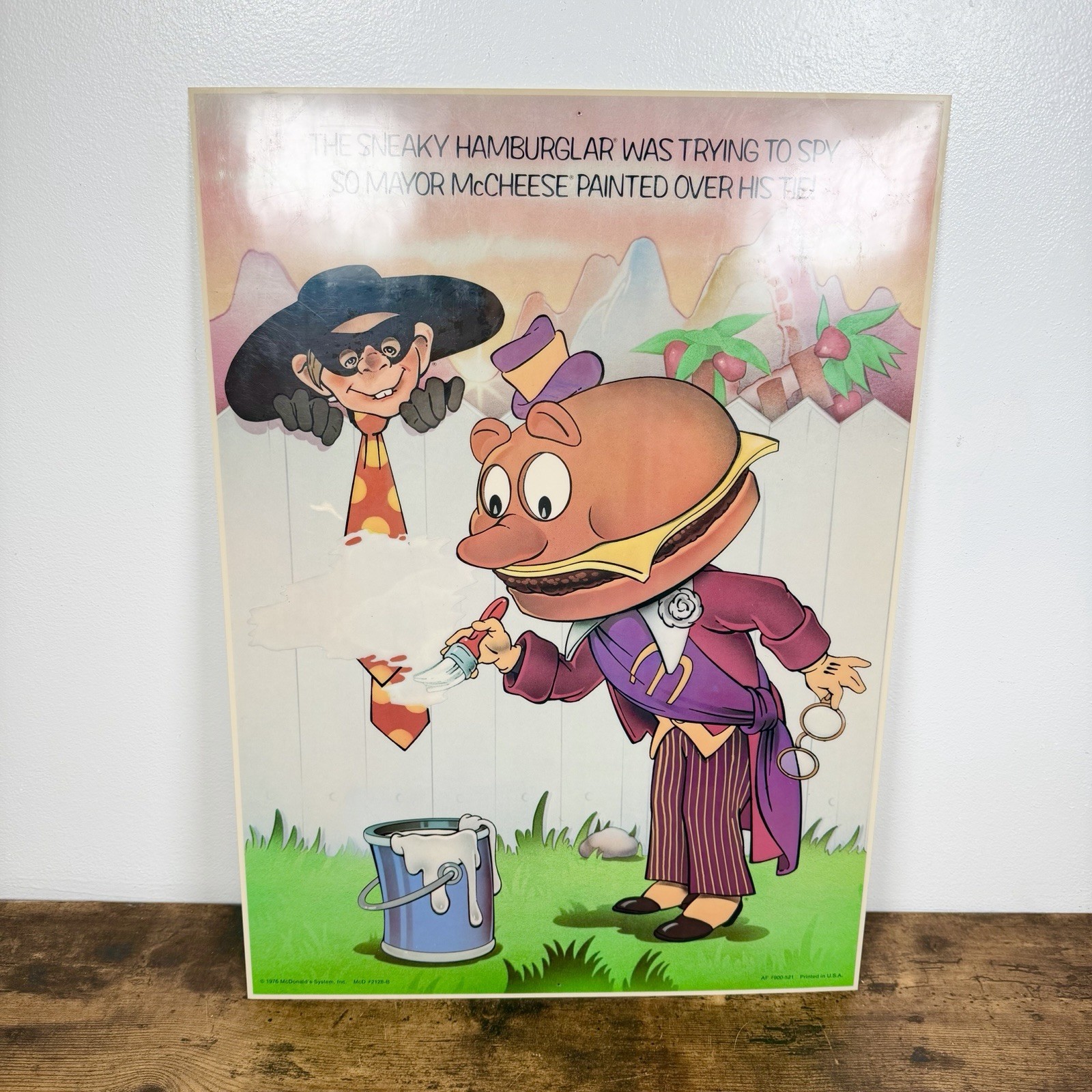 VTG McDonaldland Laminated Store Display Poster Hamburglar & Mayor McCheese 1976 VTG McDonaldland Laminated Store Display Poster Hamburglar & Mayor McCheese 1976
