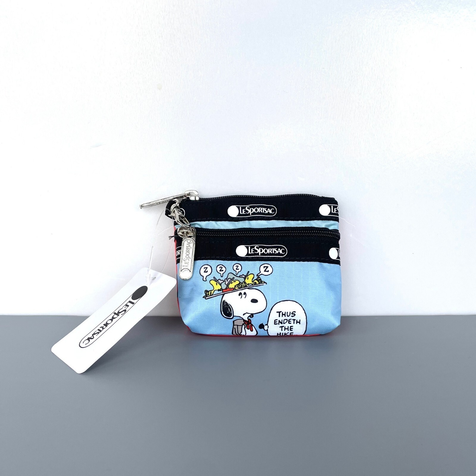 LeSportsac x Peanuts Snoopy Blue 2-Zip Coin Purse Wristlet Pouch NWT