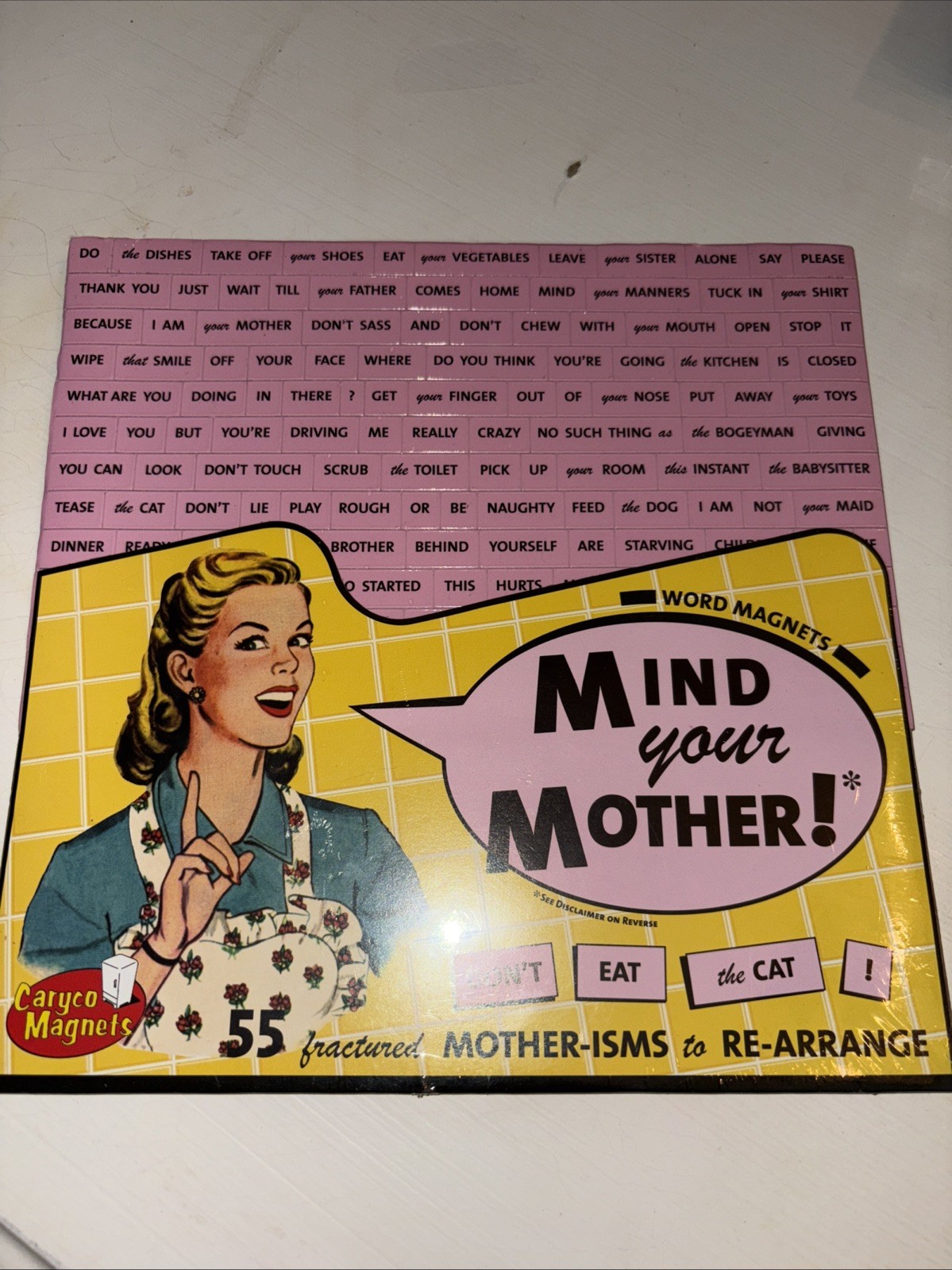 Mind Your Mother Caryco 1999 Word-Refrigerator Magnets 55 Rearrangeable Momisms