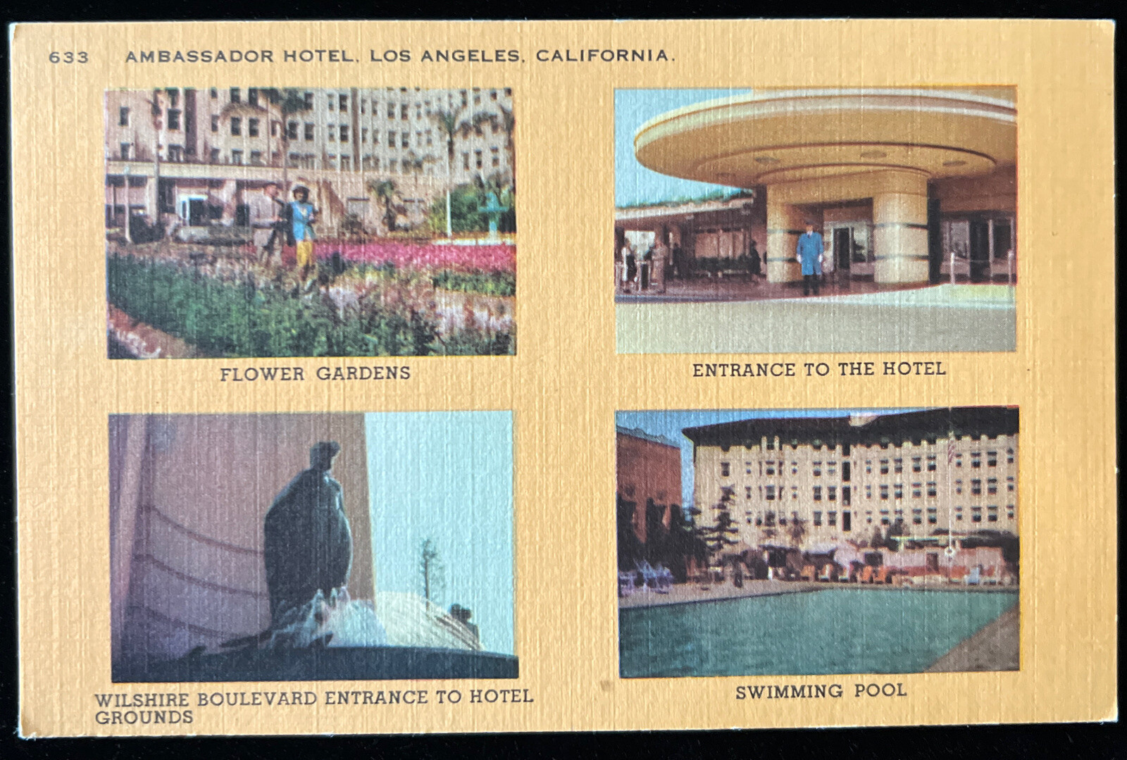 Vintage Ambassador Hotel Multiview Los Angeles CA Linen Postcard Unposted