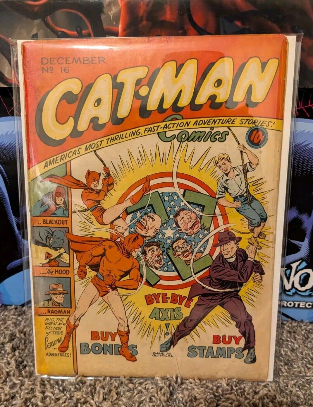 Cat-Man Comics #16 WWII Hitler Crv VG / Golden Age Comic Continental Scarce HTF