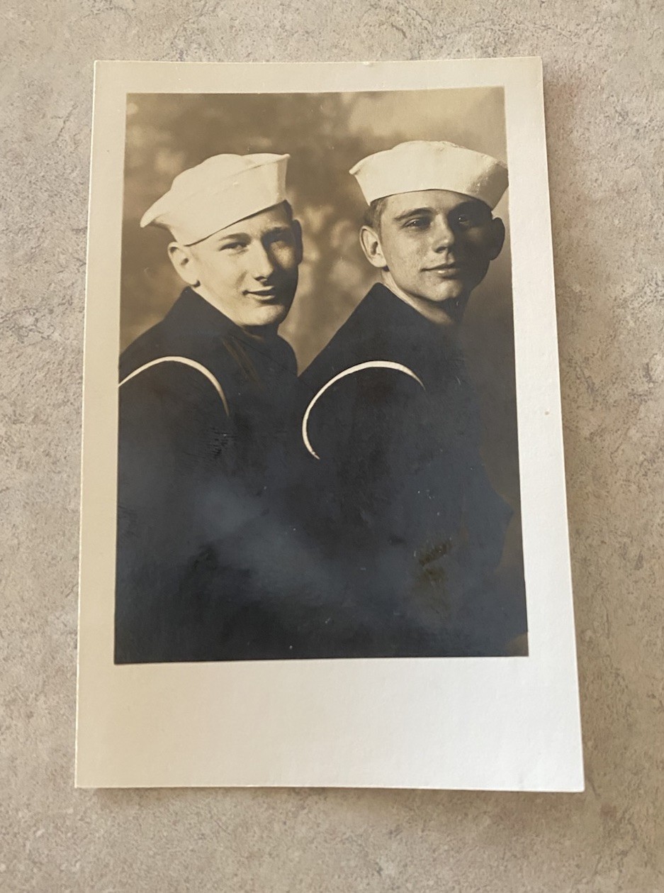 Two SAILOR BOYS VTG AFFECTIONATE MEN  RPPC Photo Unused War Servicemen