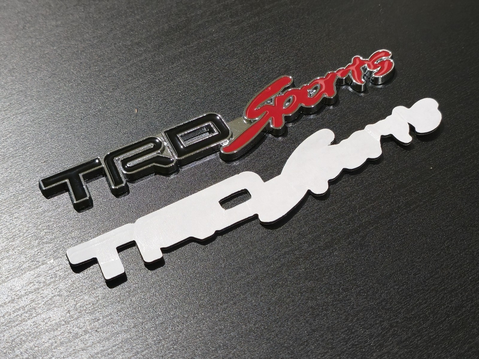TRD Sports Adhesive Metal Emblem Black x Red x Silver for Toyota Vehicles