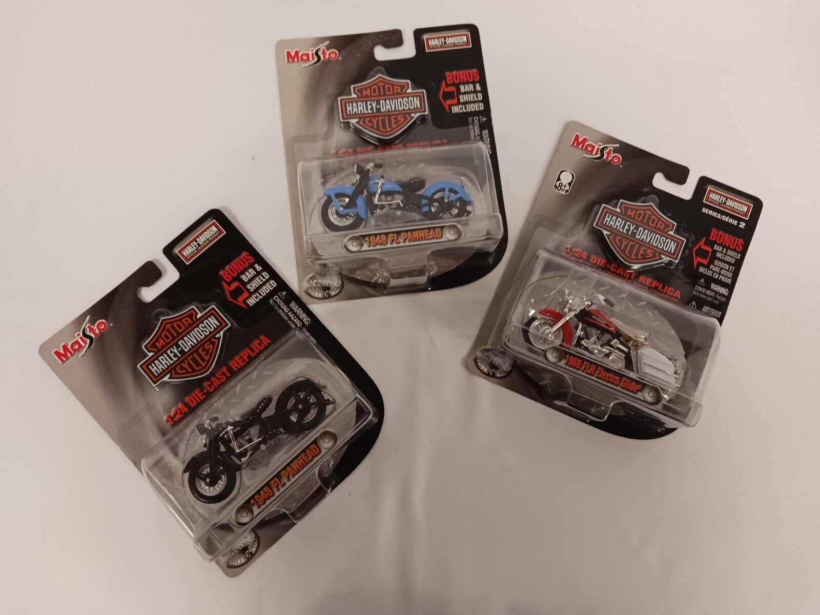 Maisto 1:24 Scale Harley Davidson Die Cast Replica Motorcycles Lot of 3