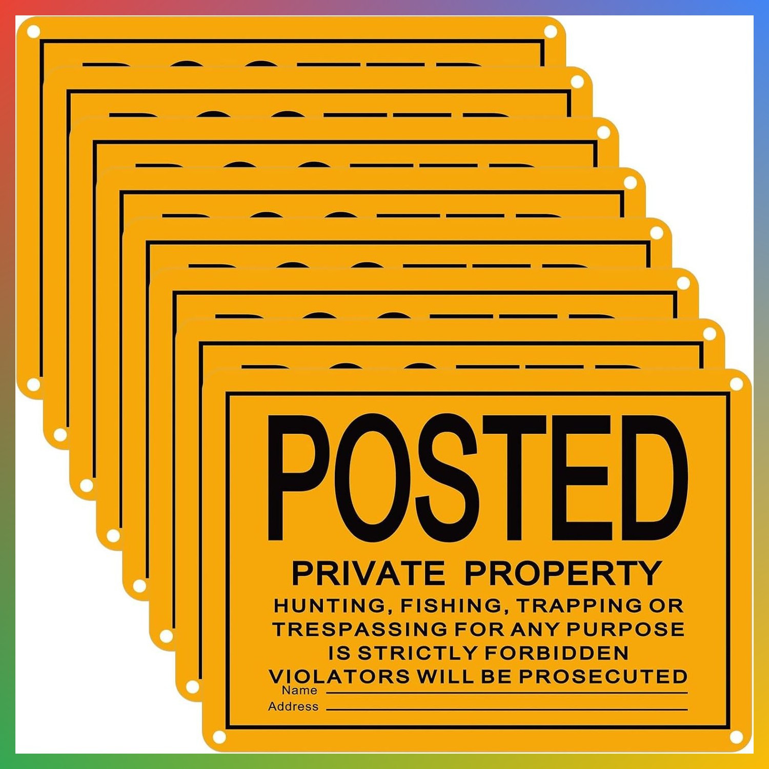 8 Pcs No Trespassing Posted Signs, 10x7 Aluminum Reflective