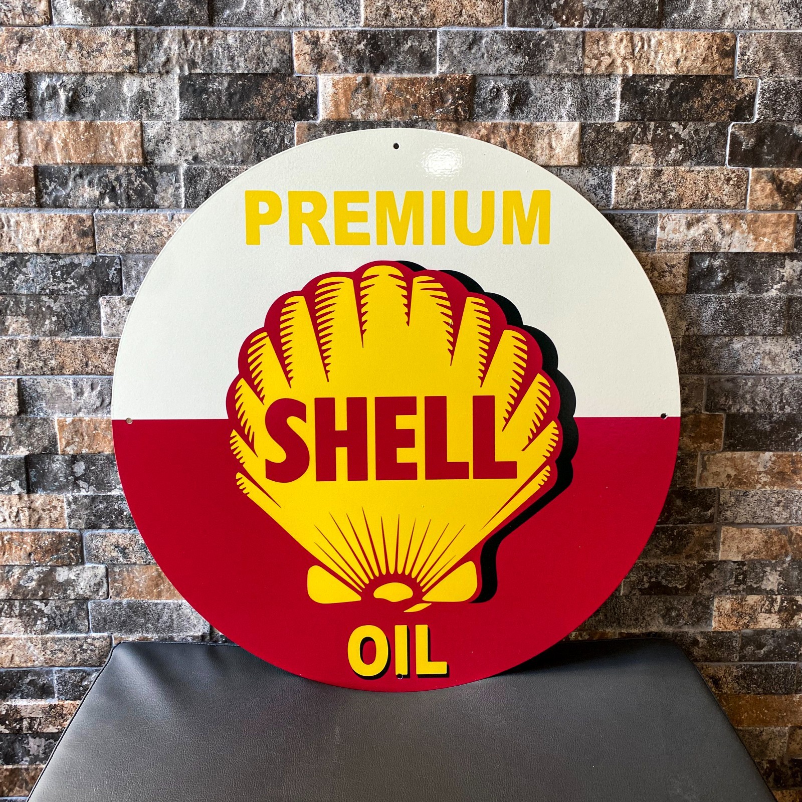 SHELL PREMIUM OIL –  Vintage Heavy Metal Sign  (XL – 19.7” / 50 cm)
