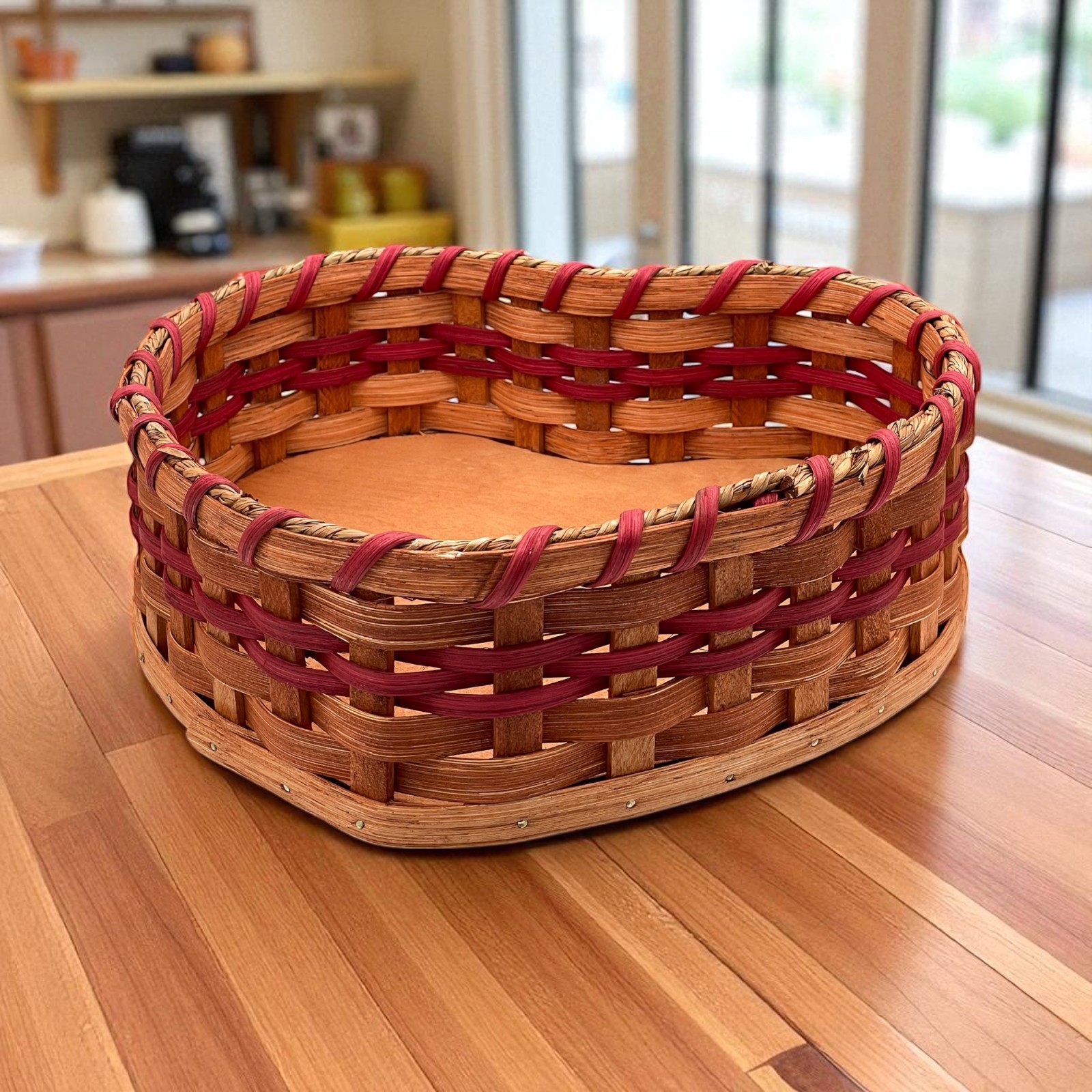 Amish Made Medium Heart Basket With Solid Oak Bottom