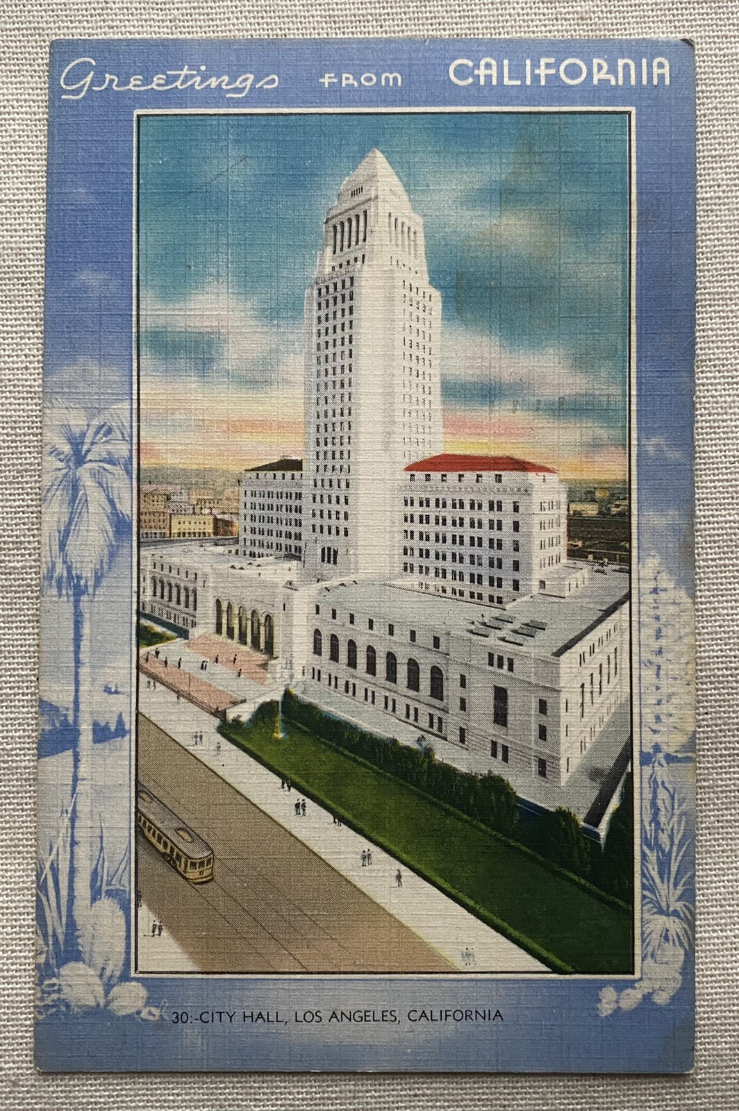 Greetings From California City Hall Los Angeles California Vintage Postcard