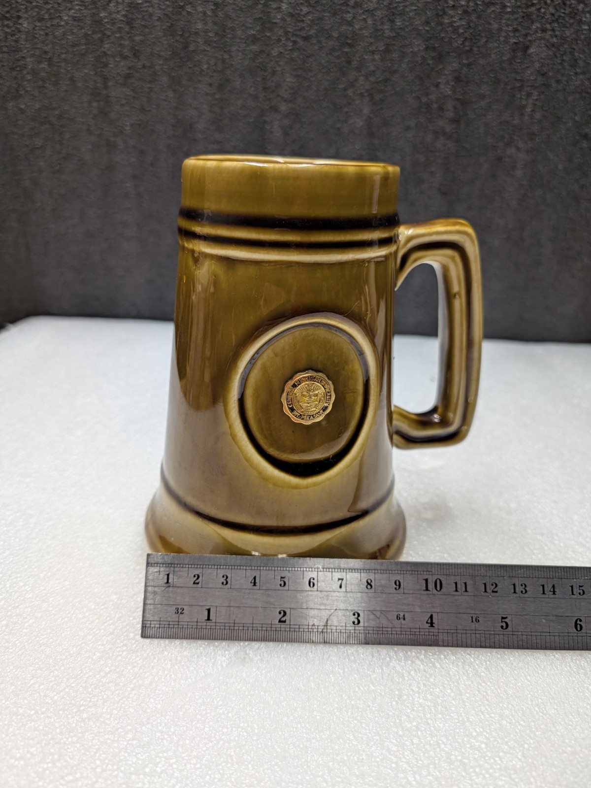 Central Michigan University VTG MUG Stein Ceramic w Metal Inlaid Logo 6\