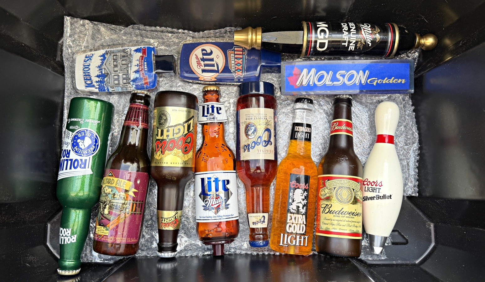 Mixed Lot Beer Tap Handles & Knobs Budweiser Coors Miller Rolling Rock Lot of 65