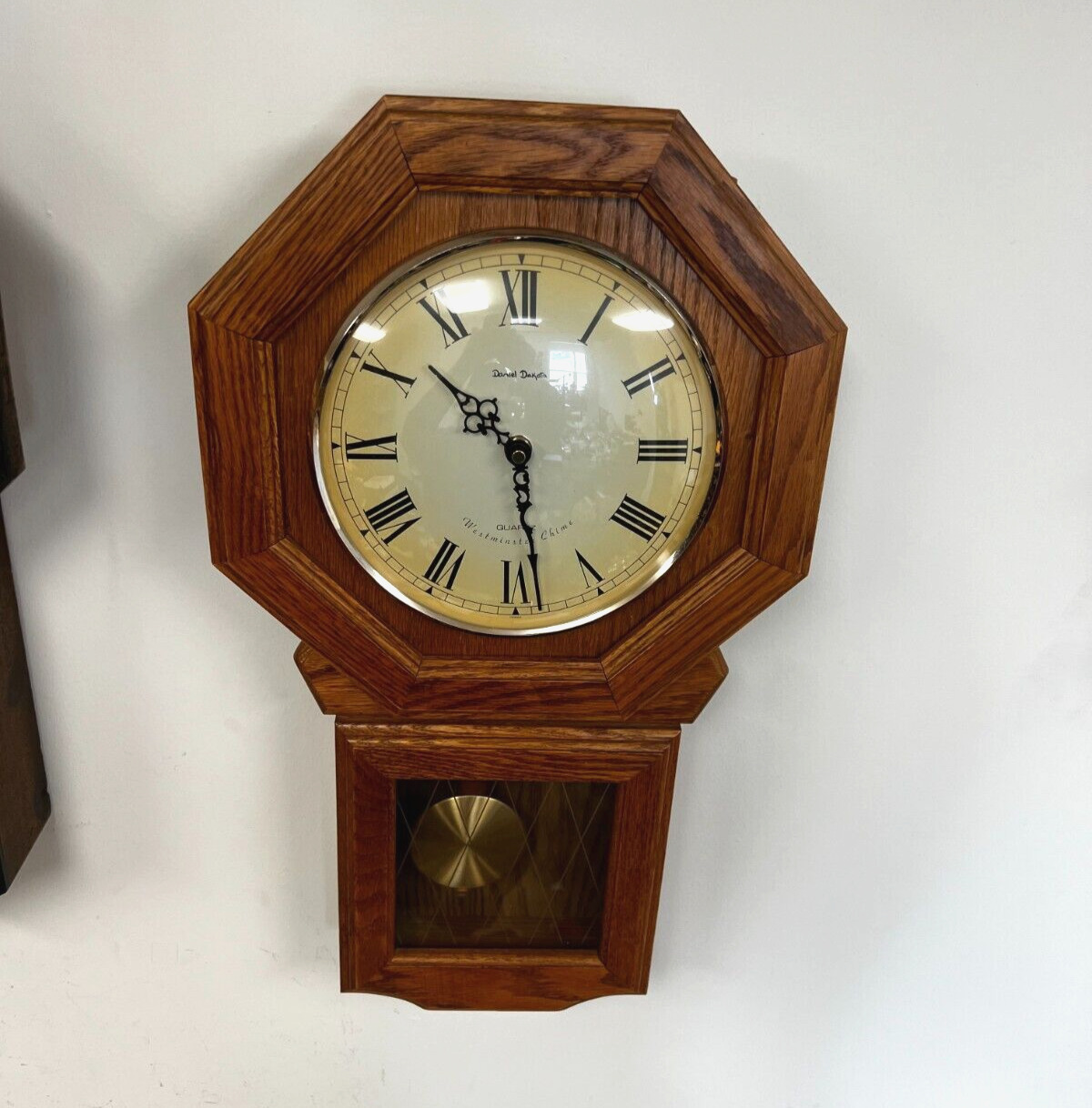 Daniel Dakota Quartz Wall Battery Powered Pendulum Clock w/ Westminster Chimes