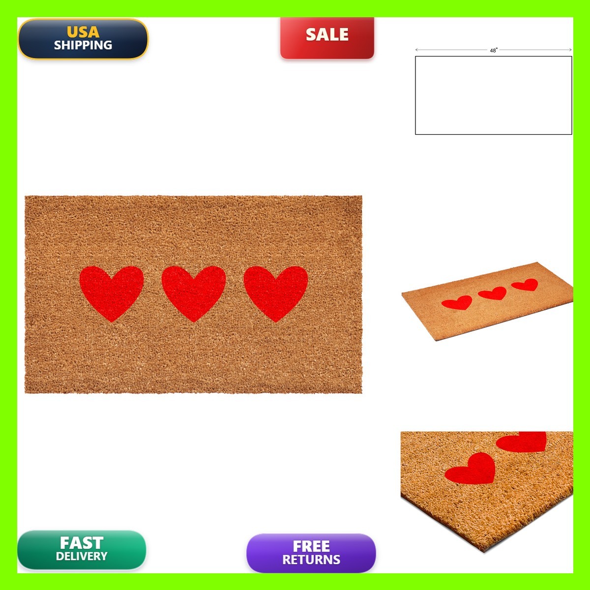 Calloway Mills Red Trio Heart Doormat