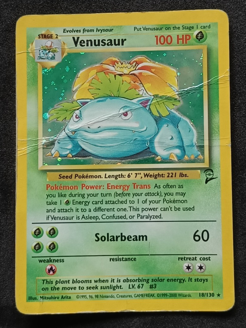 Pokemon TCG Venusaur 18/130 Base Set 2 Holo Rare Card Vintage WOTC - HP/DMG
