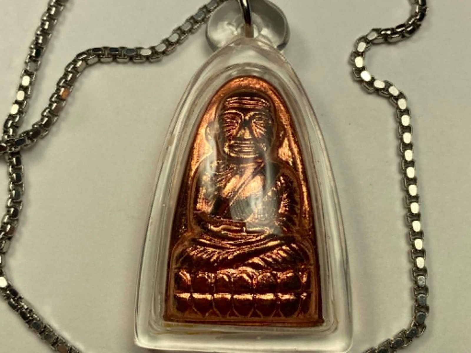 Vintage 1.7 Oz Solid Copper Thai Buddha Amulet with a 24