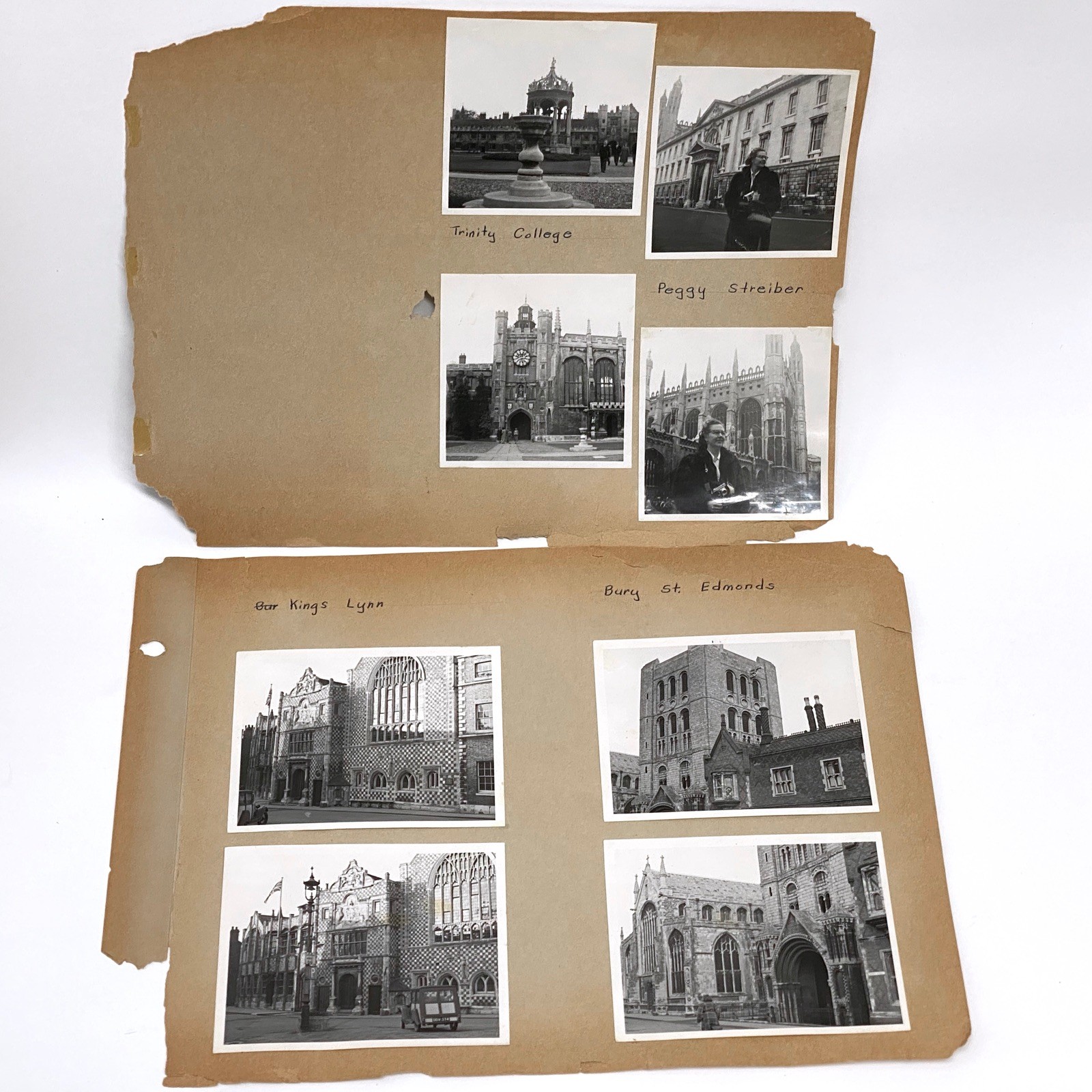 2 Album Pages, 8 1950s Photographs • Bury, Kings Lynn & Trinity College England 2 Album Pages, 8 1950s Photographs • Bury, Kings Lynn & Trinity College England