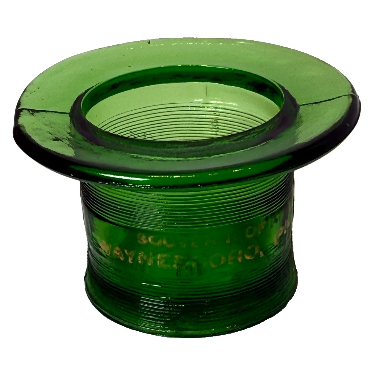 WAYNESBORO Pennsylvania PA Antique DEPRESSION GREEN GOLD Glass Souvenir Trinket WAYNESBORO Pennsylvania PA Antique DEPRESSION GREEN GOLD Glass Souvenir Trinket