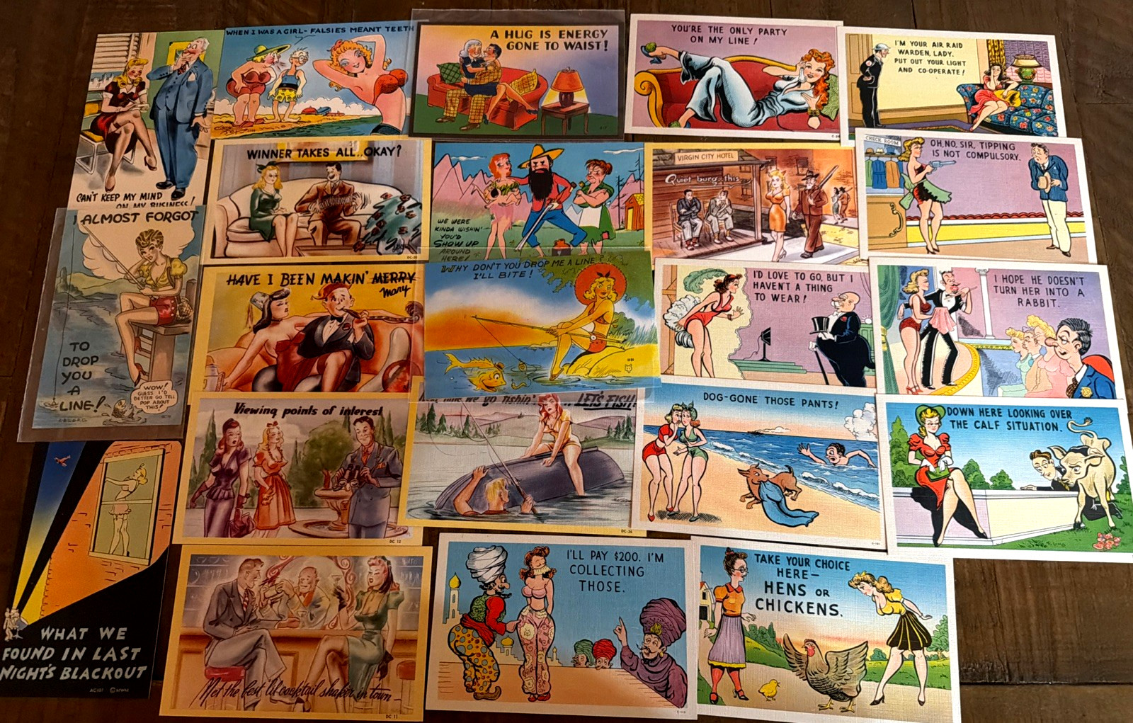 Lot of 23 Risque Sexy Vintage Comic Linen Postcards~Funny Humor~Unused~s838 Lot of 23 Risque Sexy Vintage Comic Linen Postcards~Funny Humor~Unused~s838
