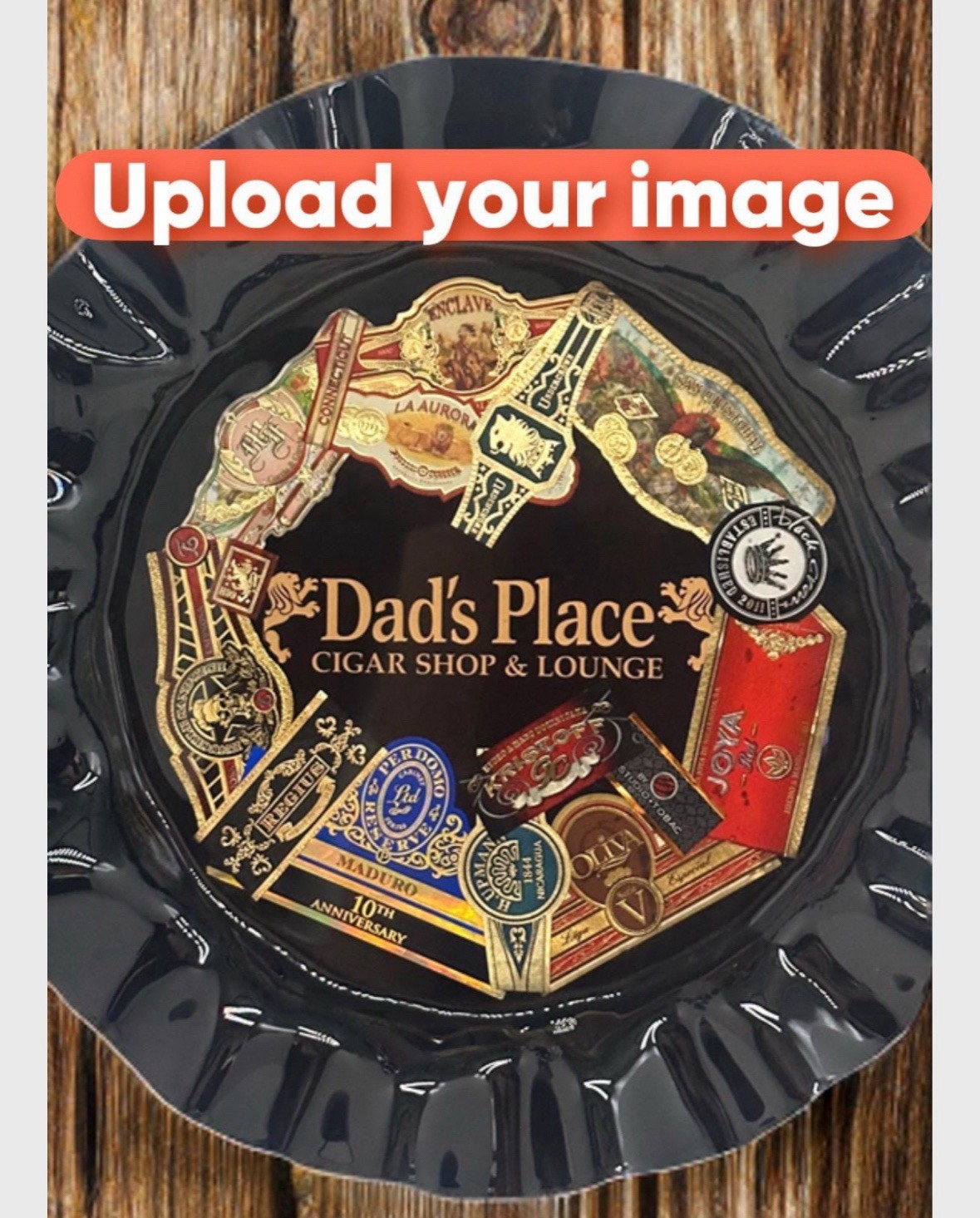 Personalized Cigar Ashtray Custom Photo & Unique Cigar Band Collage Unique Gift