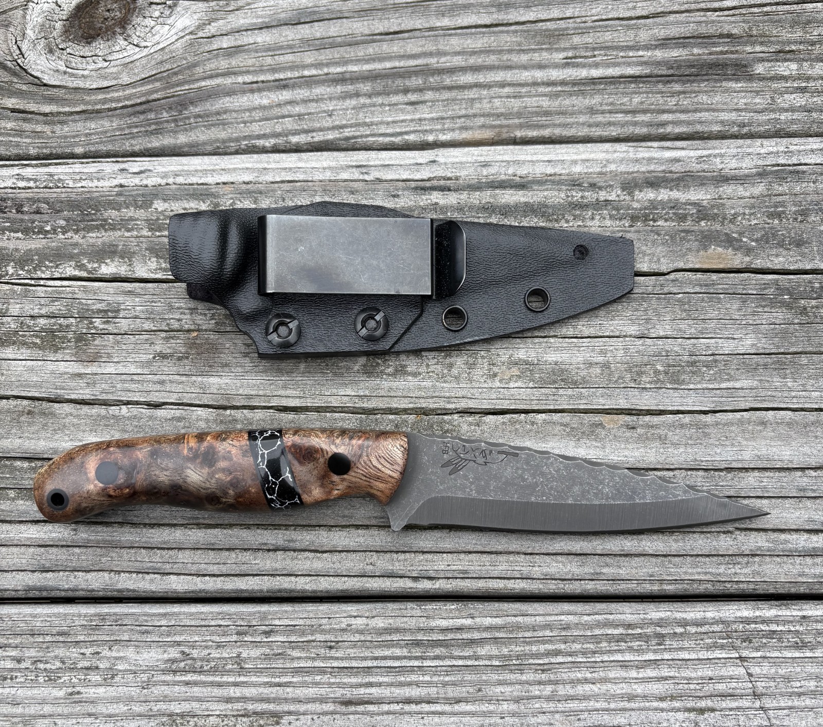 Half Face Blades Ryu Black Ash Burl CF pins Rock Work Congressman Senator Humint