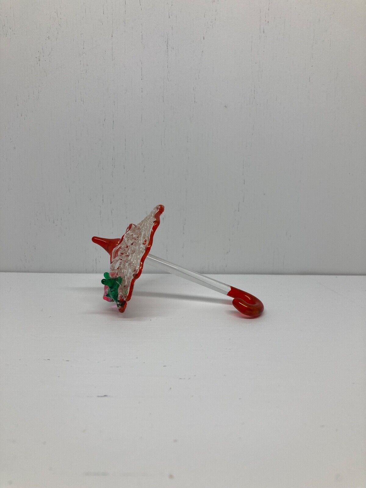 Vintage Hand Blown Glass Art Figurine Miniature Umbrella Rose