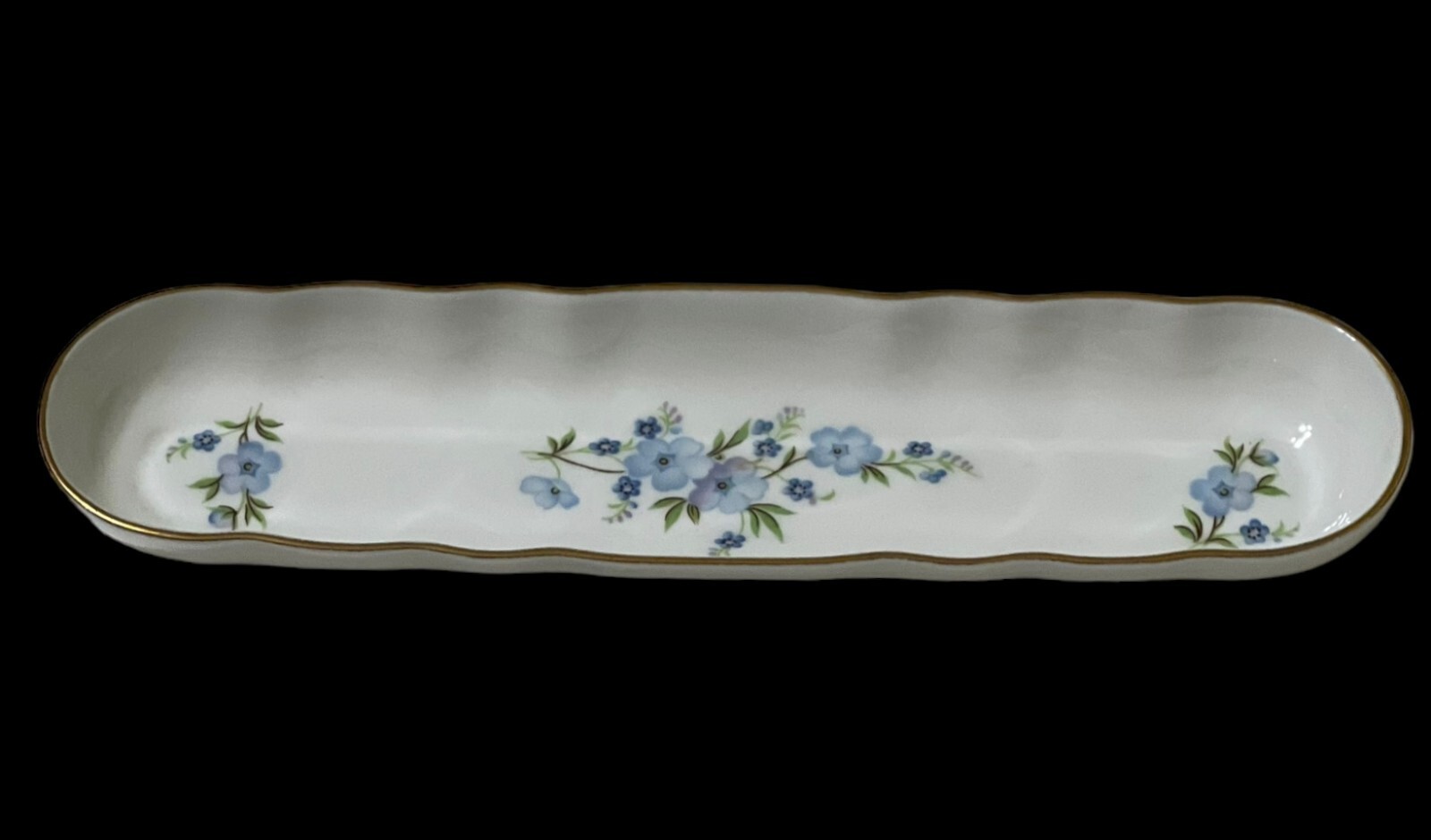 Aristocrat Bone China Handmade England Nut Mint Olive Tray White Floral Vintage