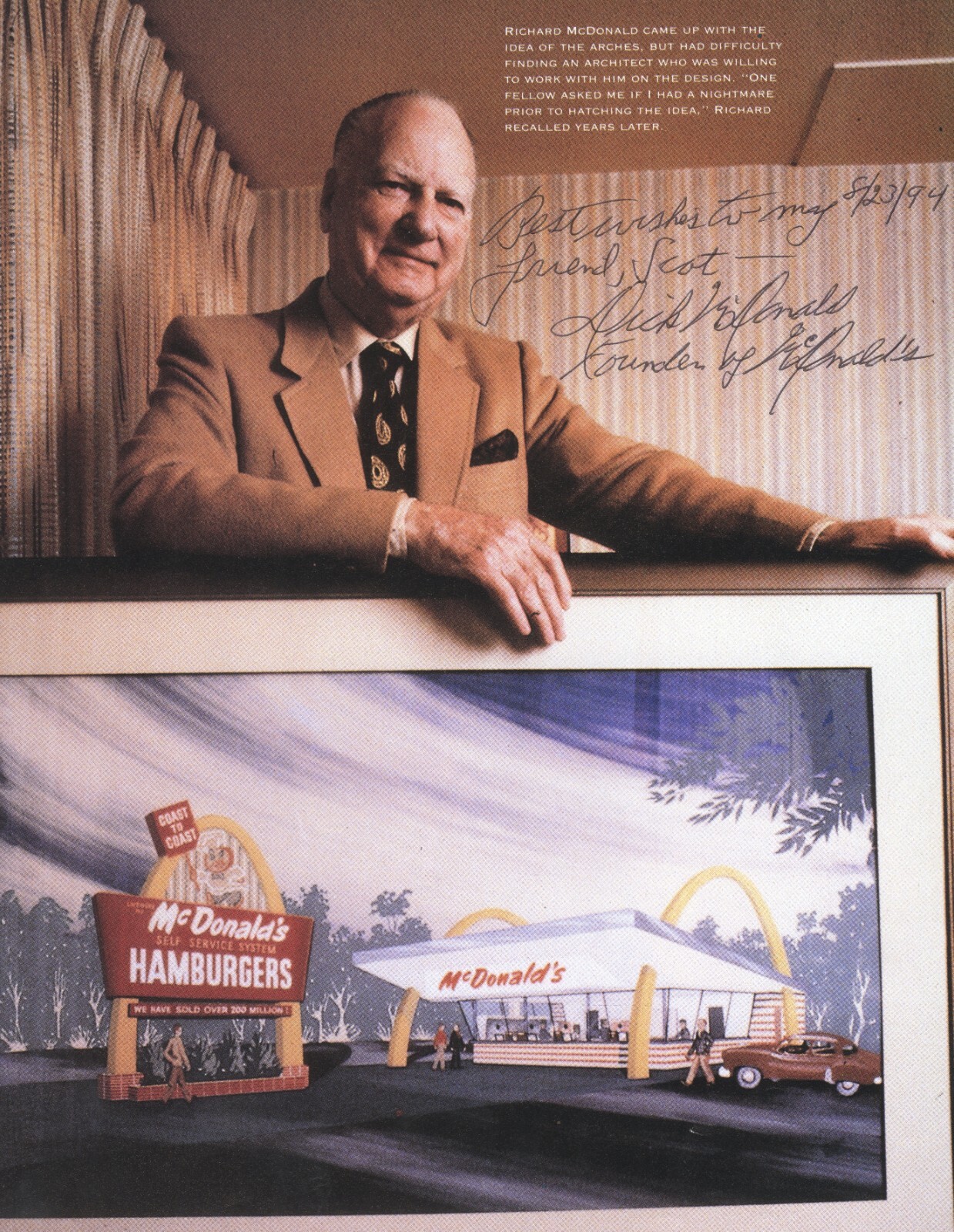 Richard J. McDonald ~ Signed Autographed McDonald\'s Photo as \