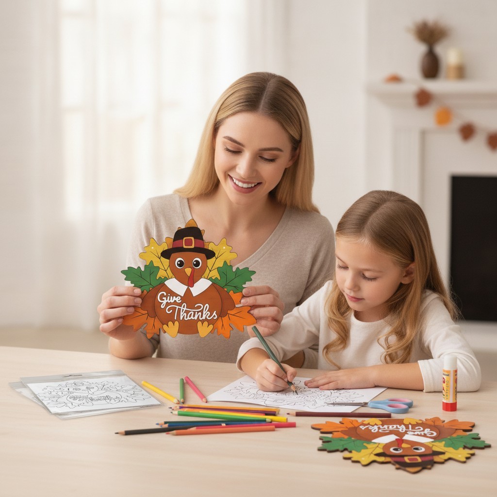 Fall-Themed Turkey Craft Kit: 24-Count Wreath Cards for Parties and Home Decor