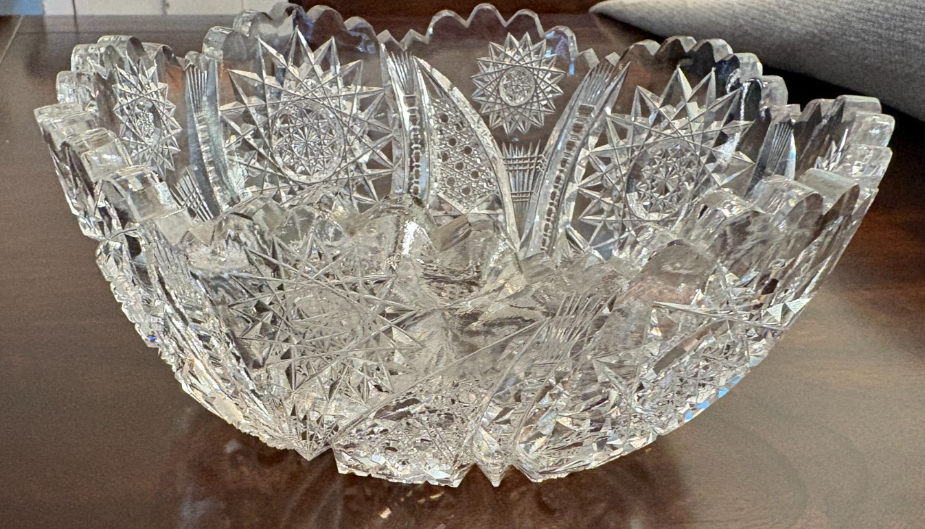 Antique ABP American Brilliant Period Cut Glass Bowl 8\