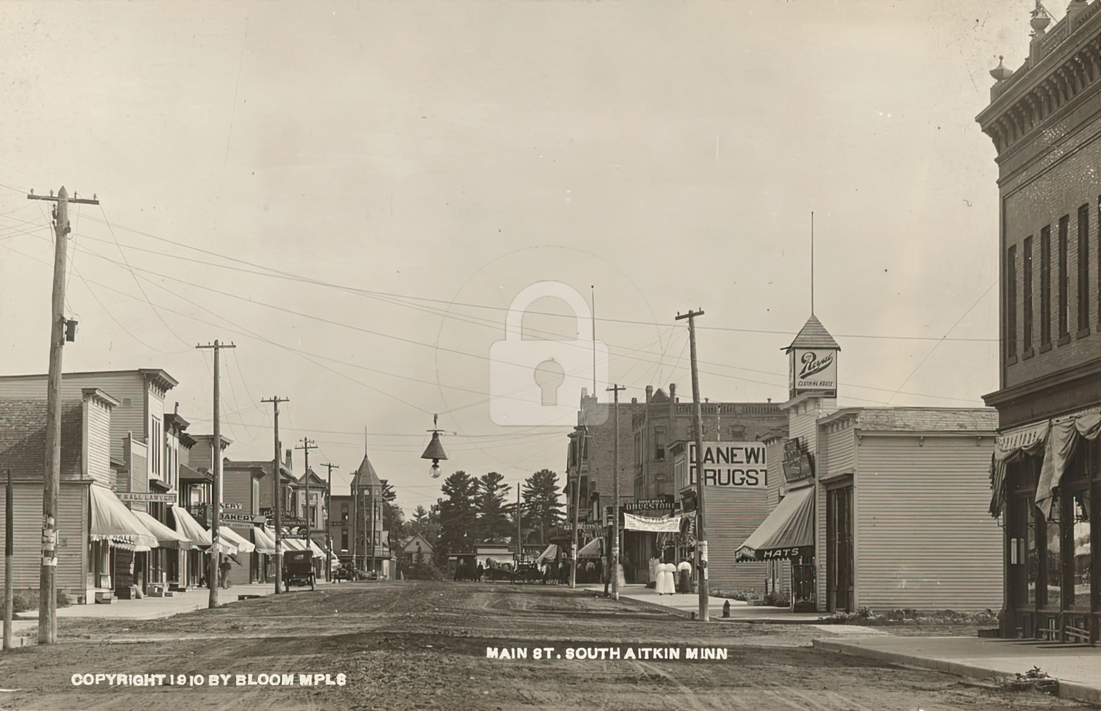 Main St. south, Aitkin, MN Minnesota (2) 1910 RPPC Photo Postcard Copy
