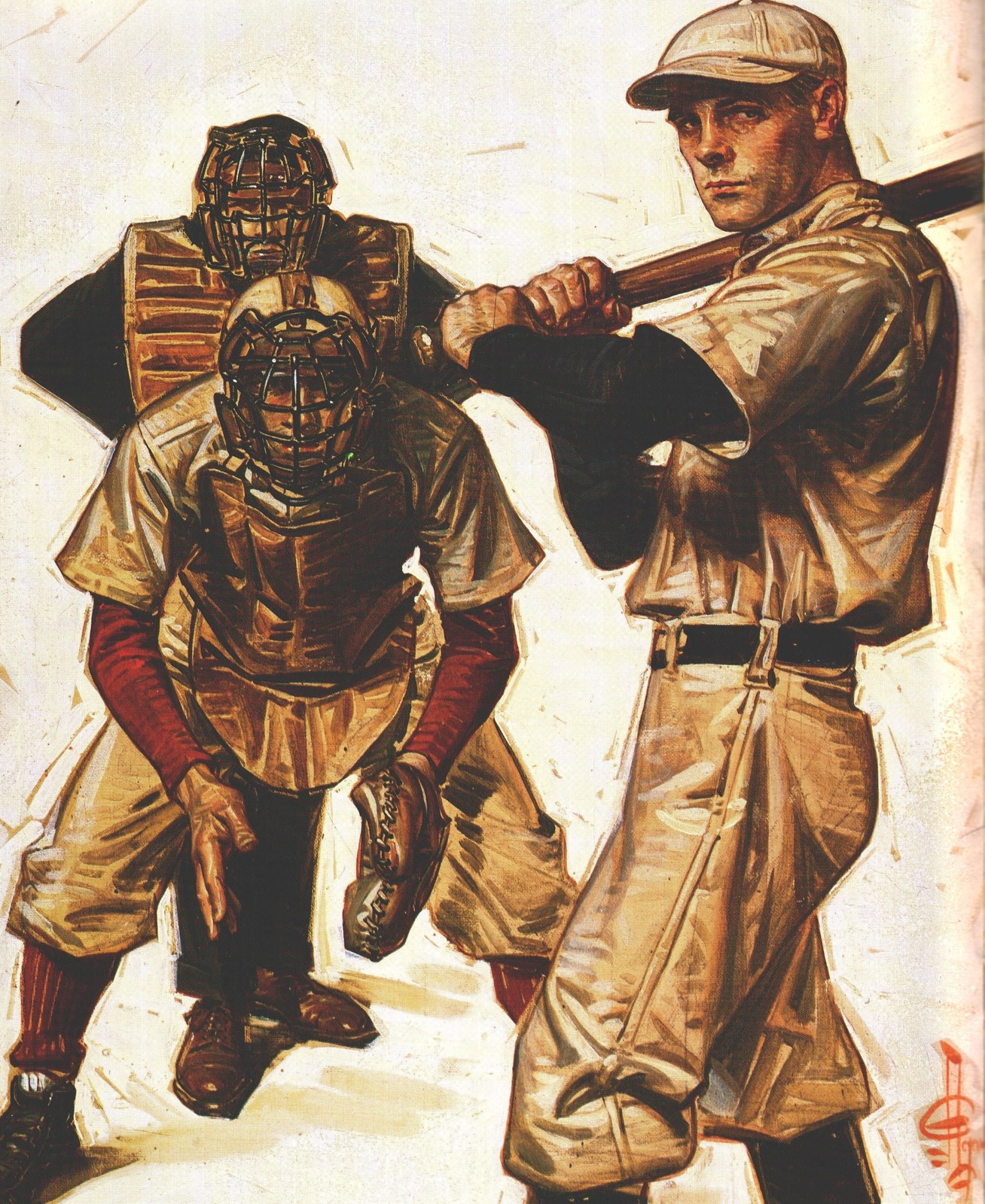 J.C. Leyendecker Vintage 1910 Baseball Player Catcher Glossy Photo Reprint