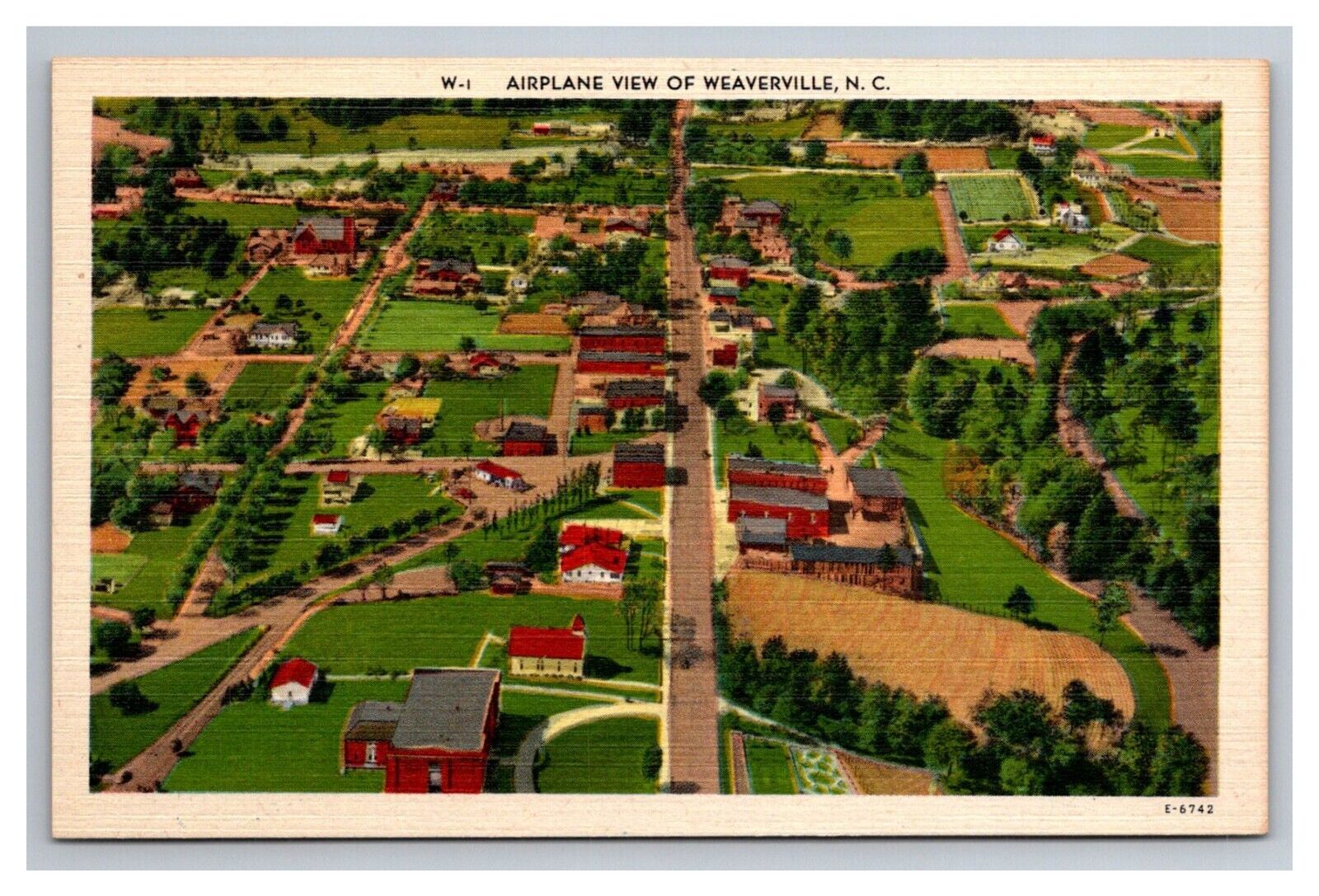 Postcard Weaverville North Carolina Aerial View