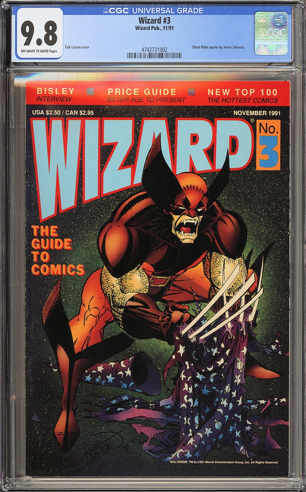 Wizard #3 - Erik Larsen Wolverine Cover - CGC 9.8