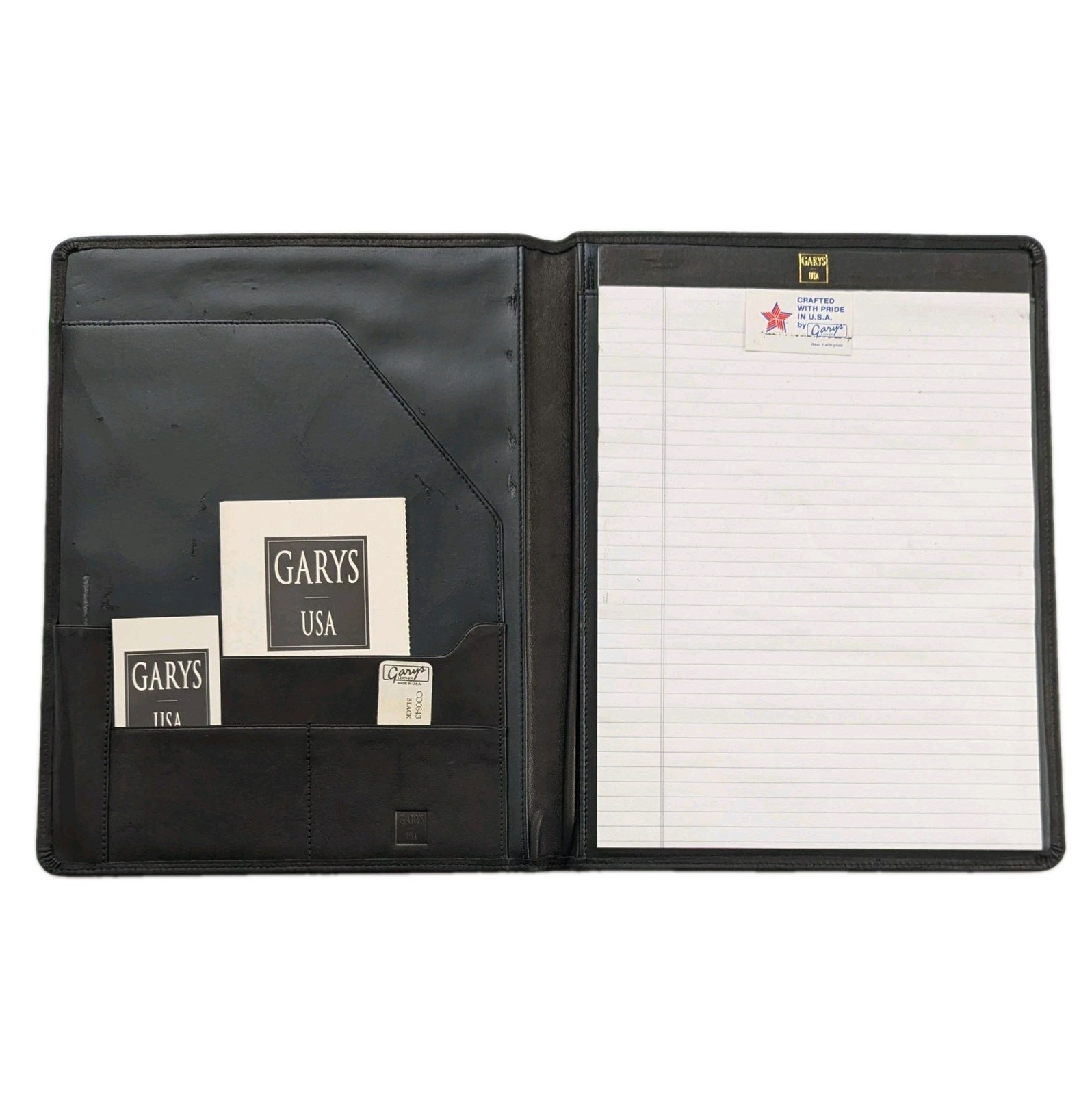 Vintage 70s 80s GARYS Leather Writing Portfolio Folder With Notepad Made In USA