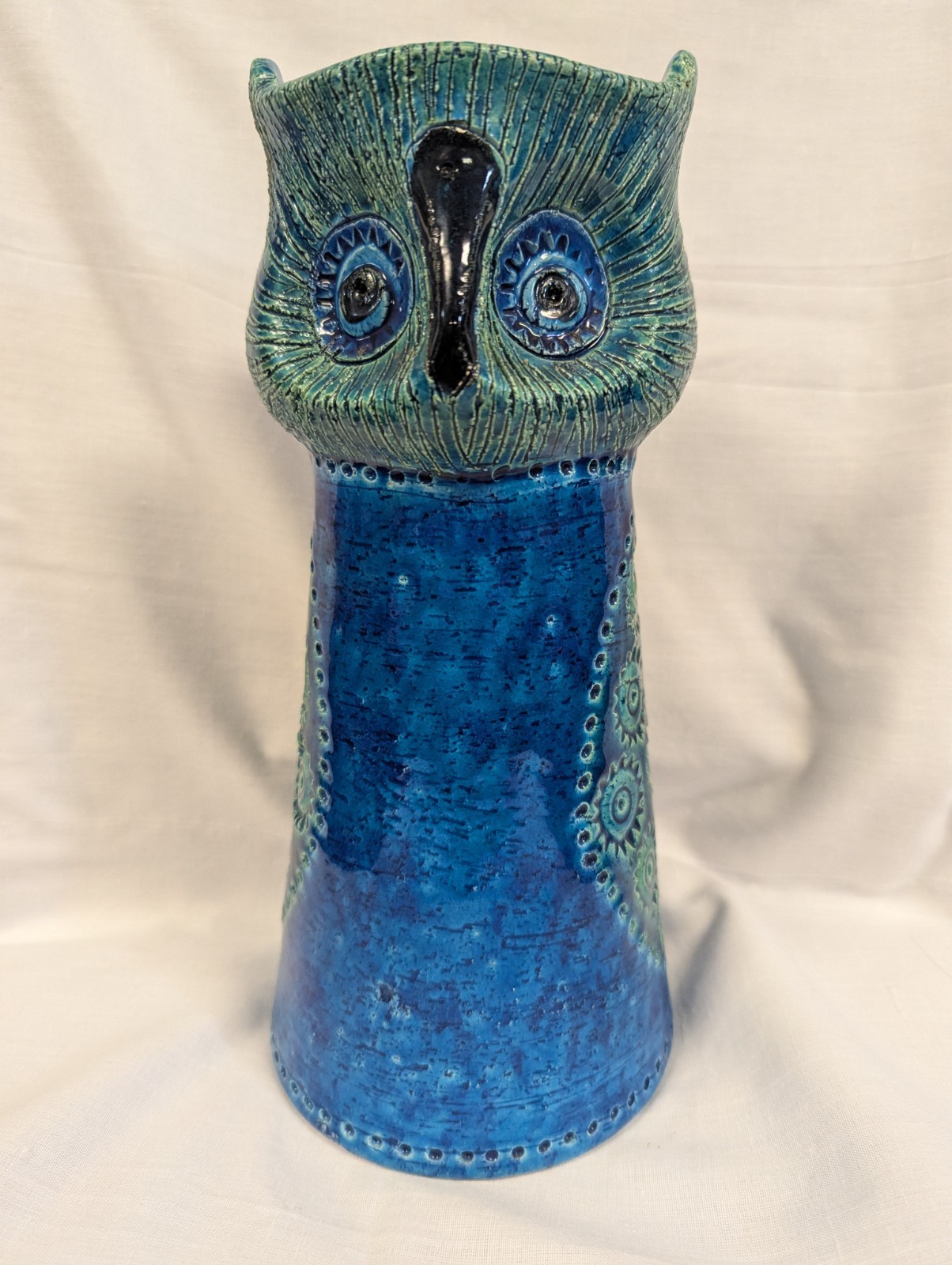 Vintage Bitossi for Rosenthal Netter Blue Green Owl Candle Stands Mid Century