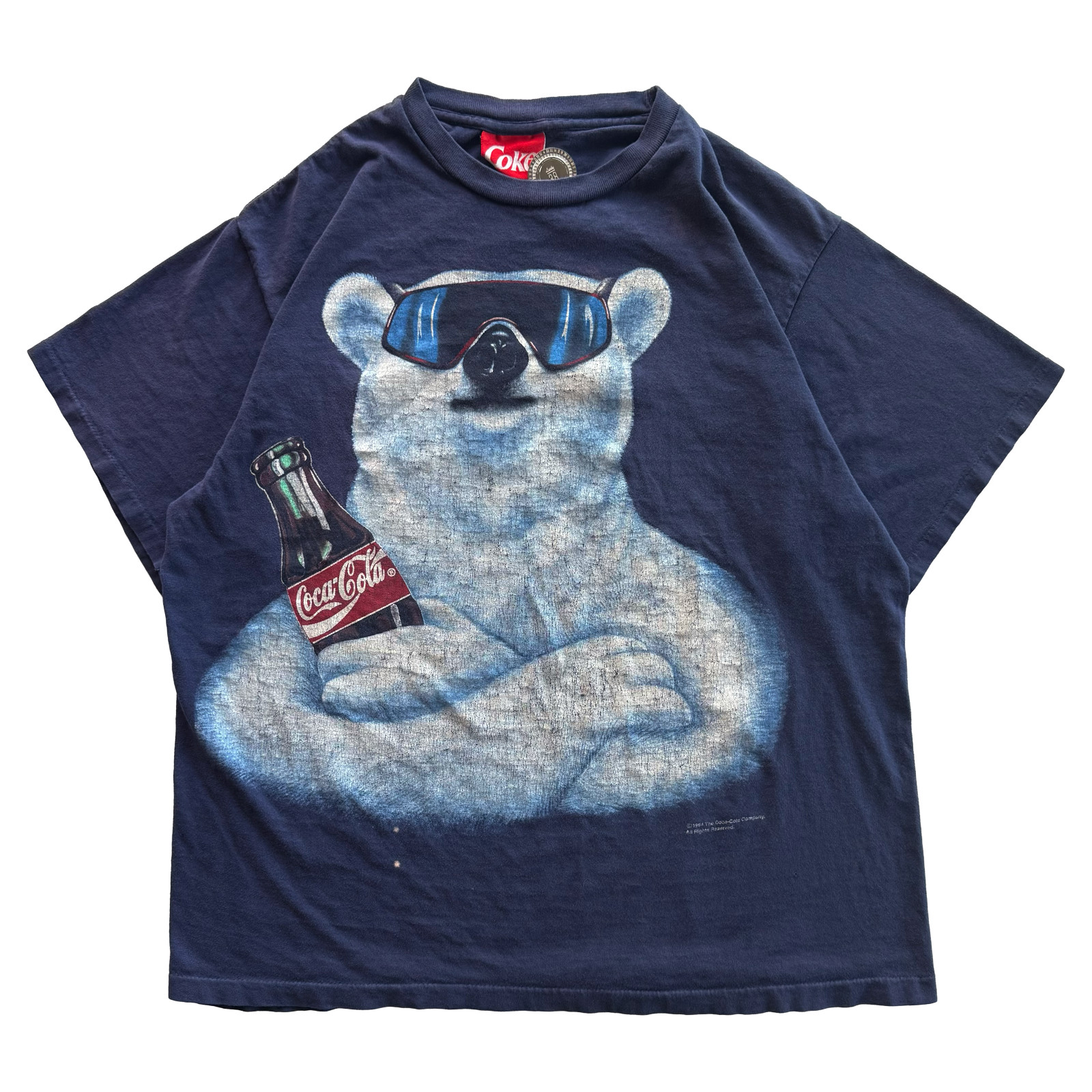 Vintage 1994 Coca Cola Coke Soda Polar Bear Tee Size XL Navy Blue Single Stitch