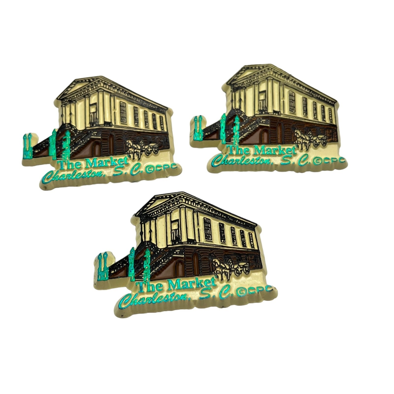 The Market Charleston S.C. South Carolina CPC Vtg Travel Souvenir Magnet Set 3 The Market Charleston S.C. South Carolina CPC Vtg Travel Souvenir Magnet Set 3
