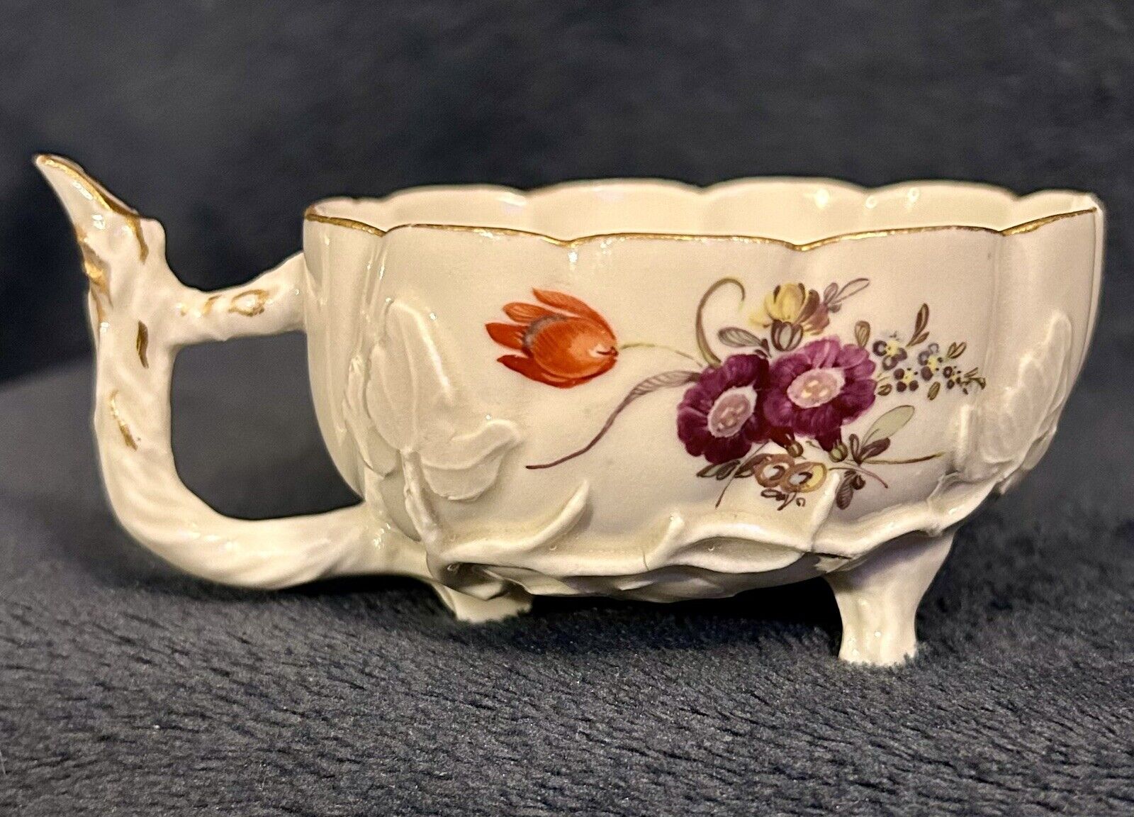Antique 18thC Ludwigsburg Porcelain Polychrome Leaf Cup Germany C-1762-1793