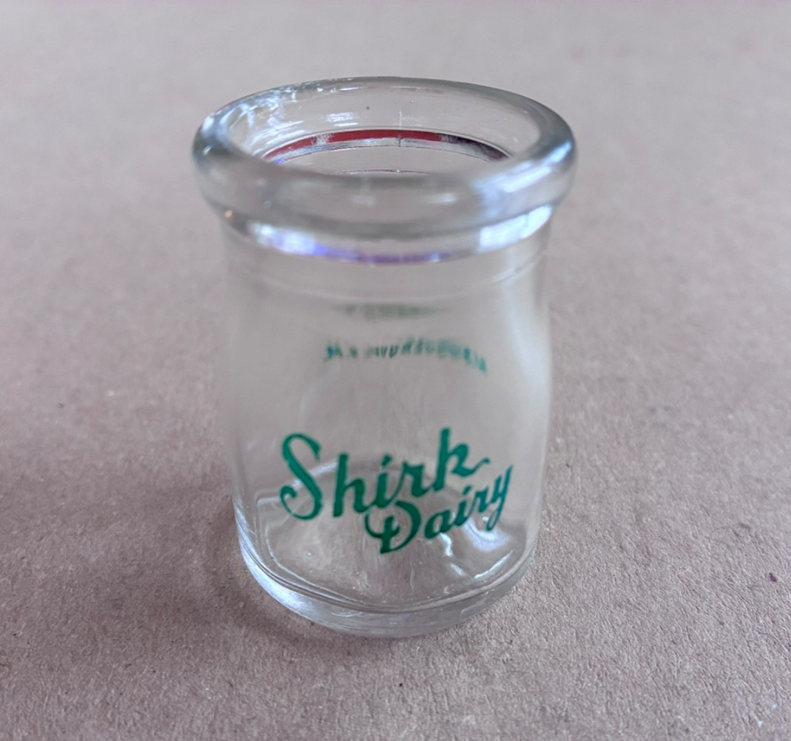 Vintage 1940s Shirk Dairy Albuquerque NM Mini Creamer Milk Bottle Pyro - NICE