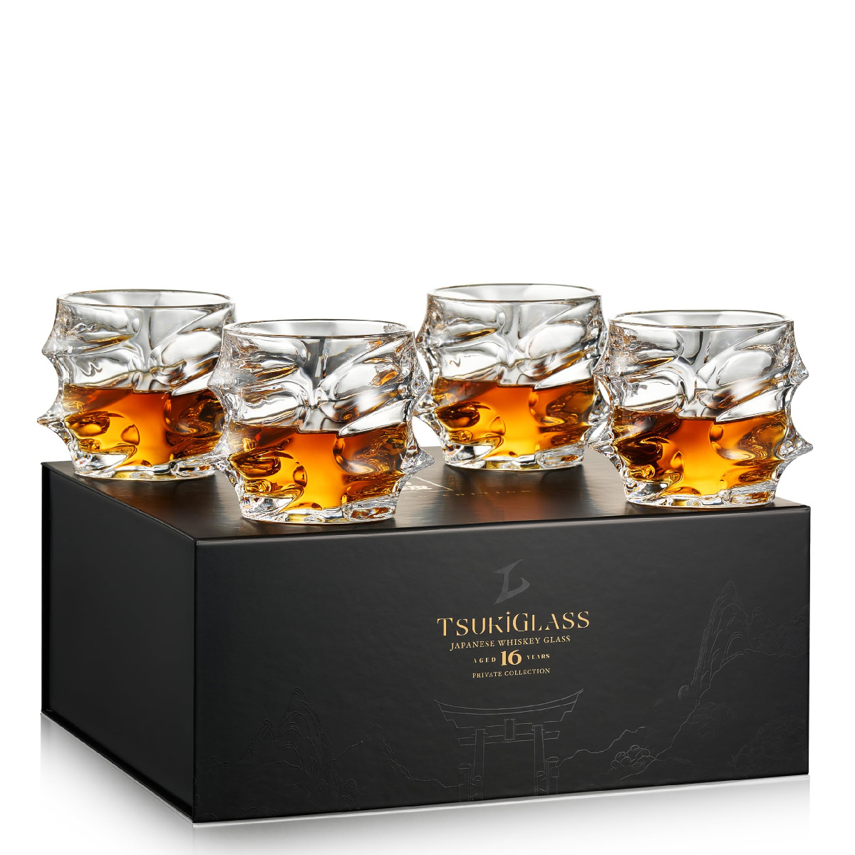 Tsukiglass Storm Premium Japanese Crystal Whisky Glasses Set Of 4 - Gift Ready