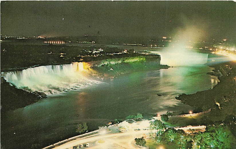 Postcard Canada: Niagara Falls Illuminated at Night, Ontario