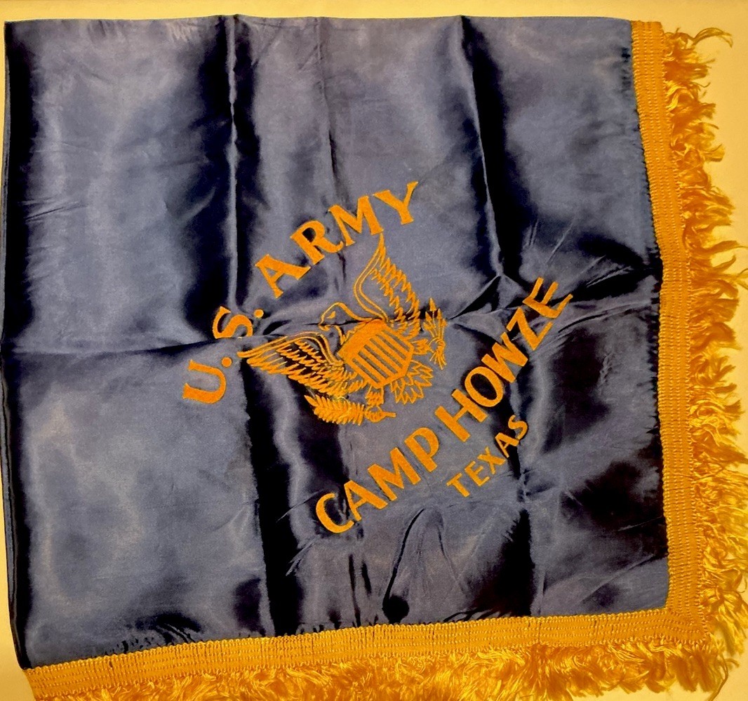 Large Original WW2 U.S. Army Silk Wall Banner US ARMY CAMP HOWZE TEXAS