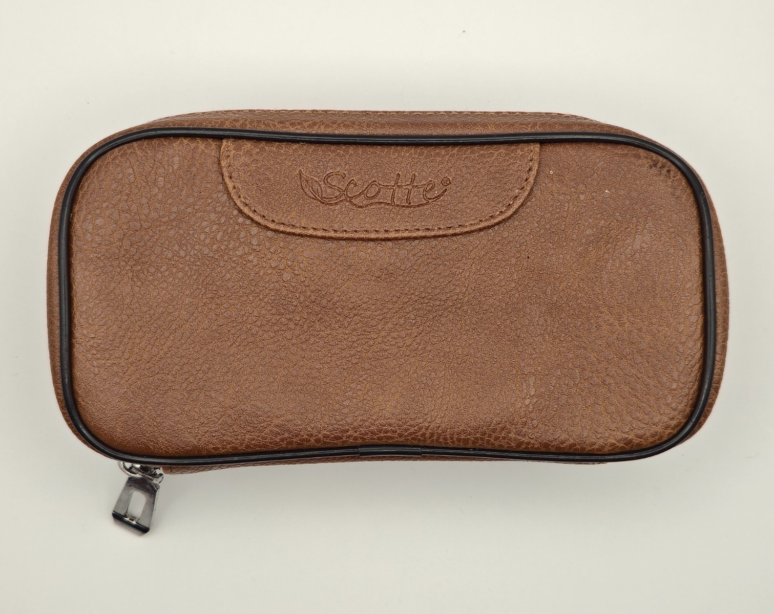 Scotte Durable PU Leather 2 Pipe Tobacco Pouch Case Holder Bag For 2 Brown Bag