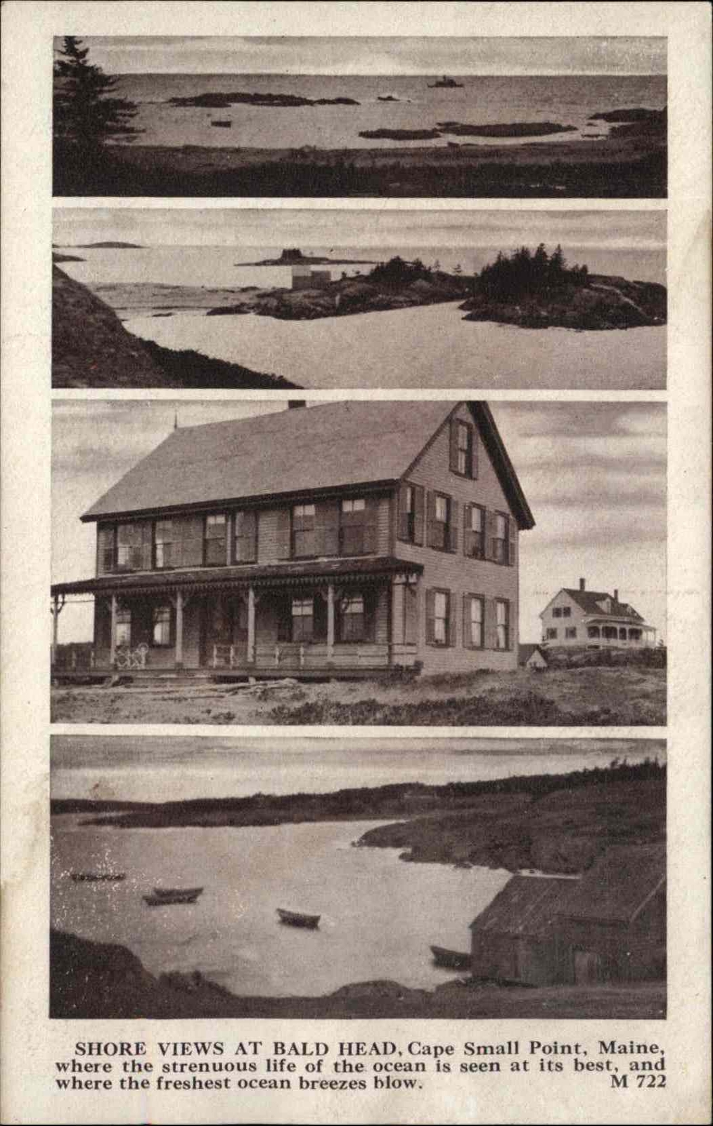 Vintage Postcard CAPE SMALL POINT MAINE ME Shore Views Bald Head Multi-View
