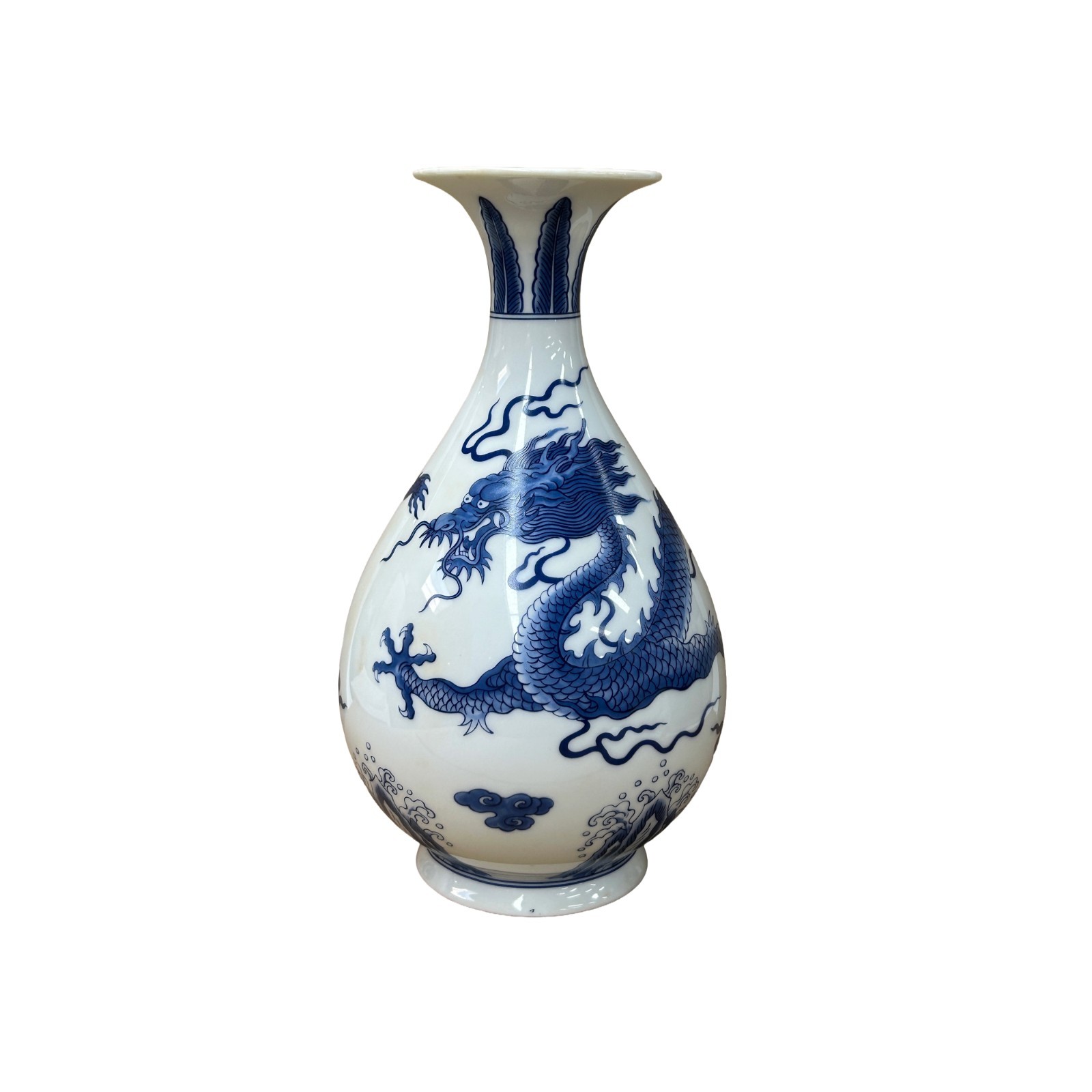 Vintage Marks Blue White Dragon Theme Porcelain Art Vase GB803