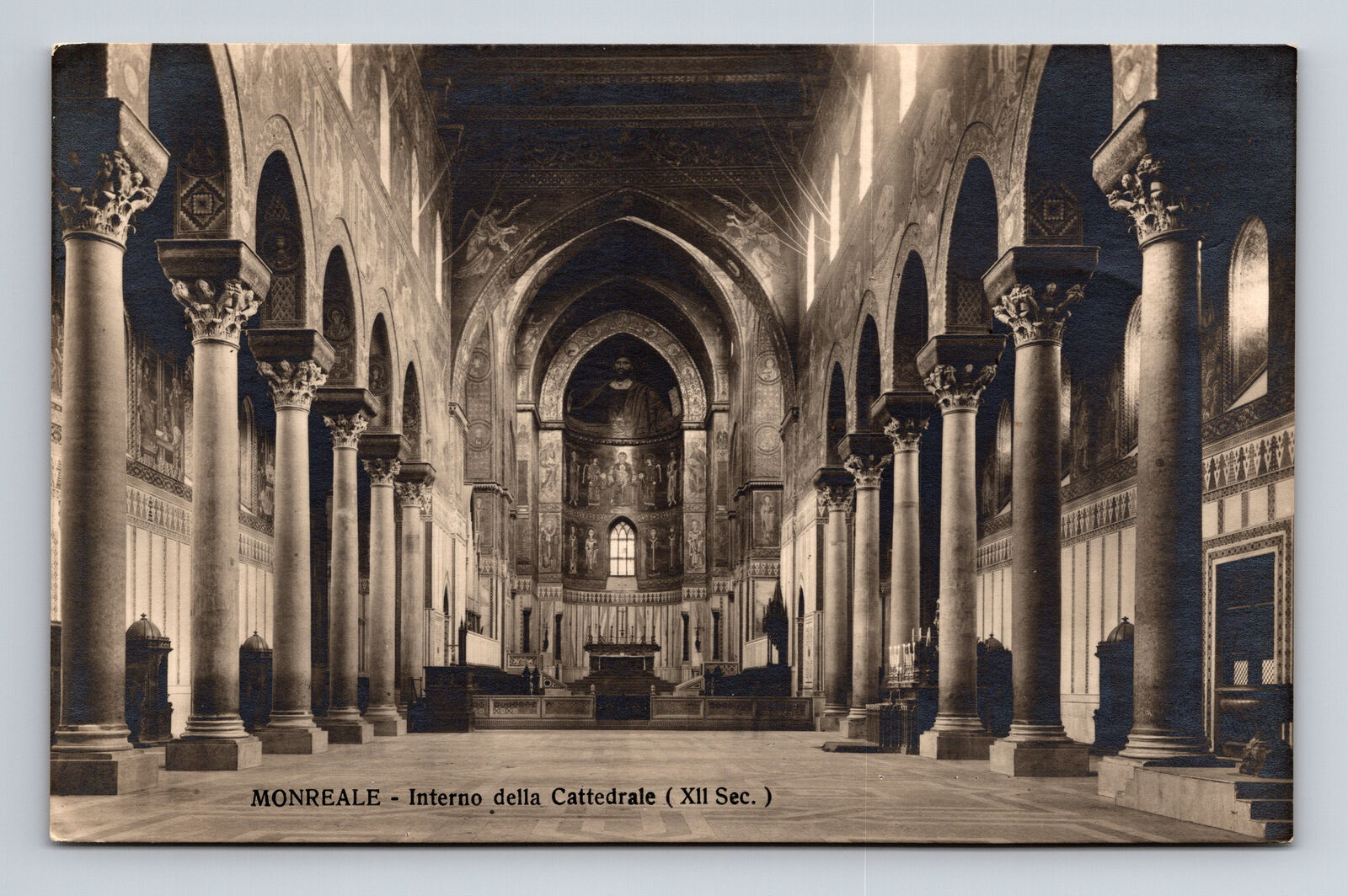 RPPC Interior of Monreale Cathedral Monreale Italy Real Photo Postcard
