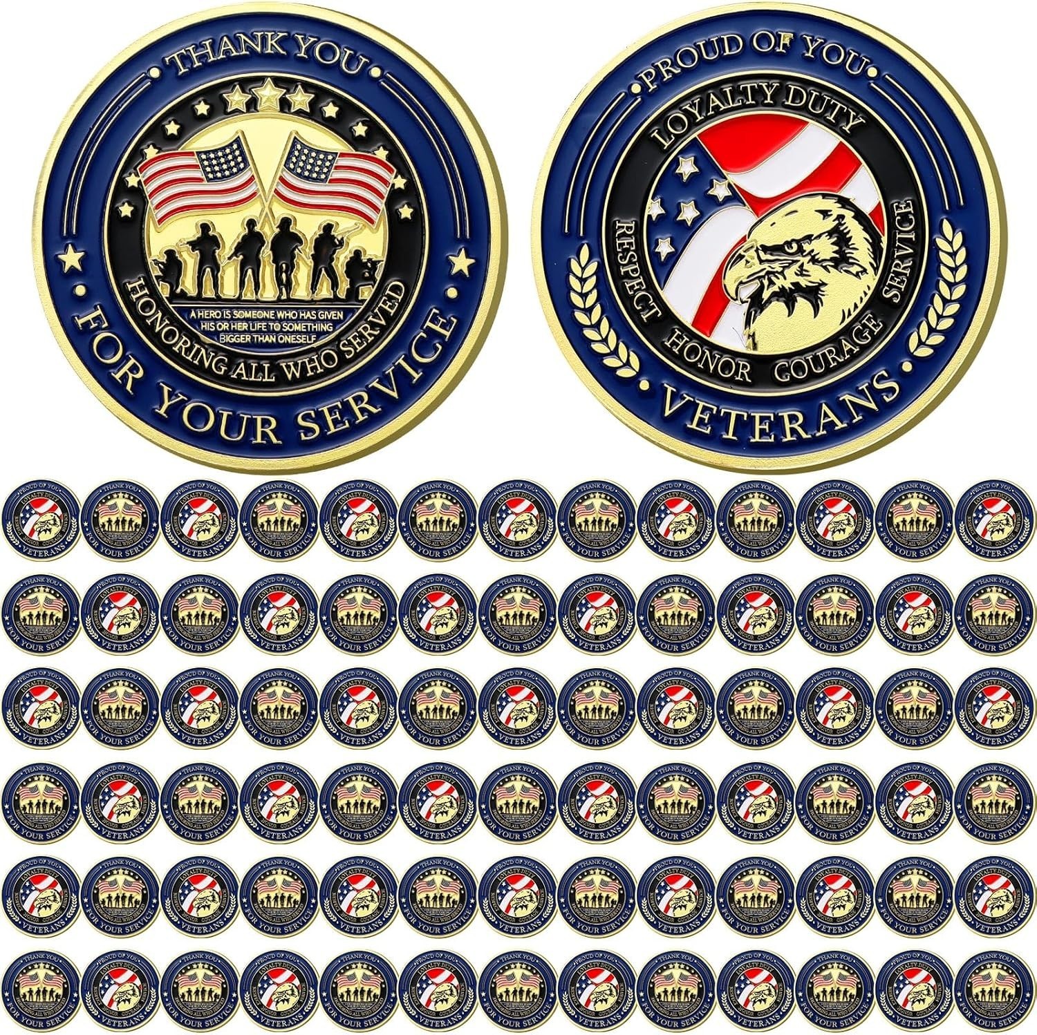 80 Pcs Military Challenge Coins Veterans Appreciation Gifts for Men Classic