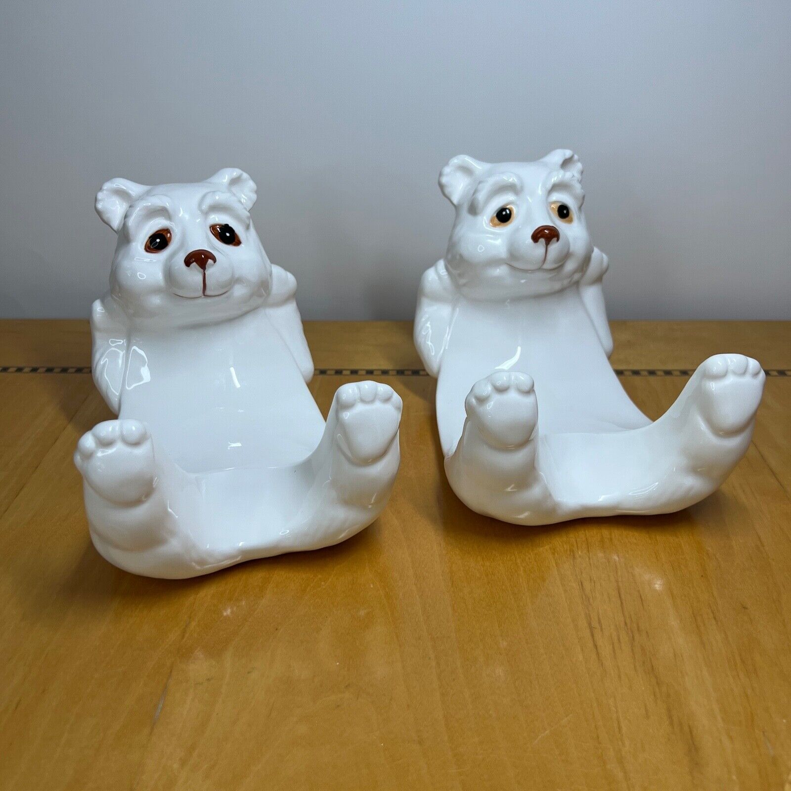Two Ceramic Polar Bear Figurine Laying On TheirBack 5\