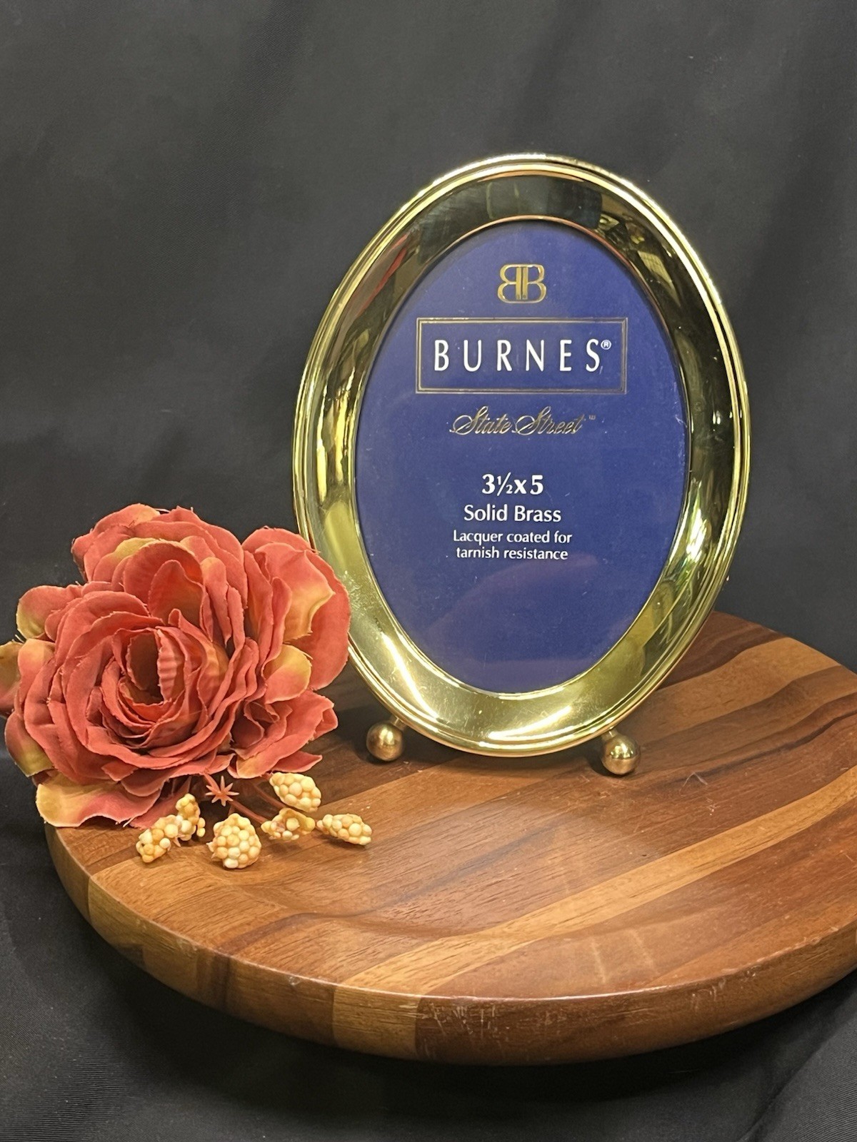 Vintage Burnes Of Boston “State Street” Solid Brass Oval Picture Frame 1980s-90s