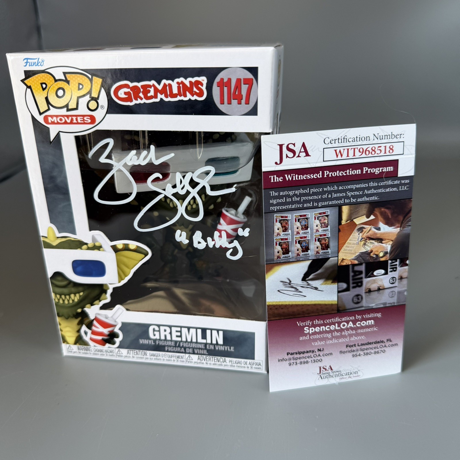 ZACH GALLIGAN GREMLINS #1147 SIGNED AUTOGRAPHED FUNKO POP-JSA COA 
