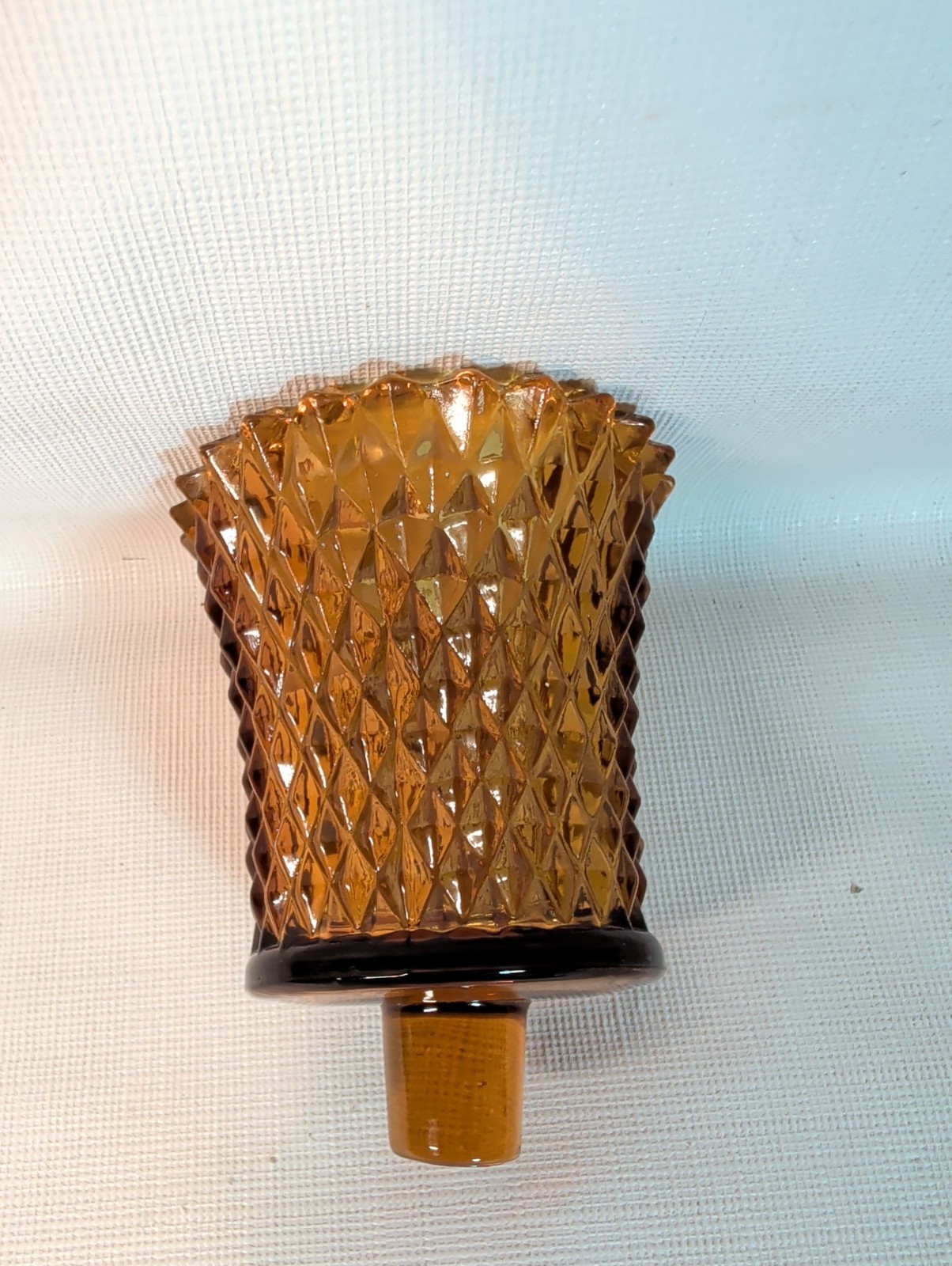 Vintage Diamond Point Amber Glass Peg Votive Candle Holder Golden Brown Vintage Diamond Point Amber Glass Peg Votive Candle Holder Golden Brown